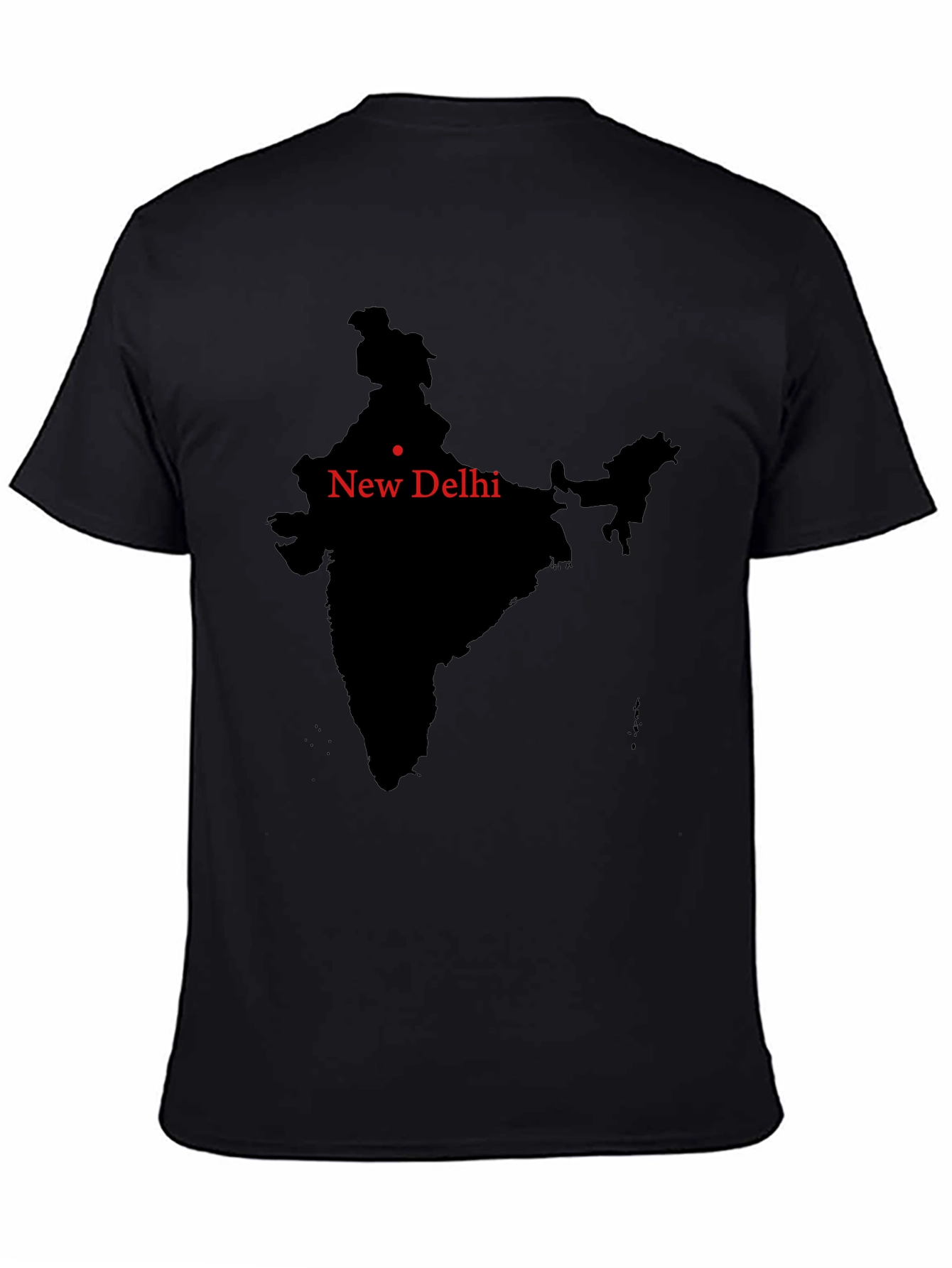 India Map New Delhi Mens Black T-Shirt