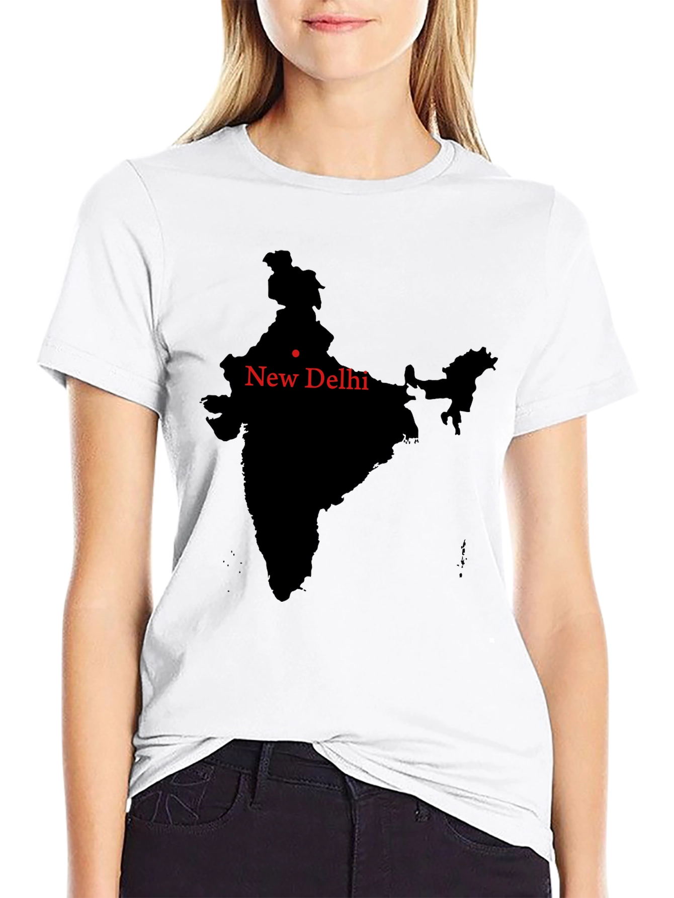 India Map New Delhi Mens Black T-Shirt