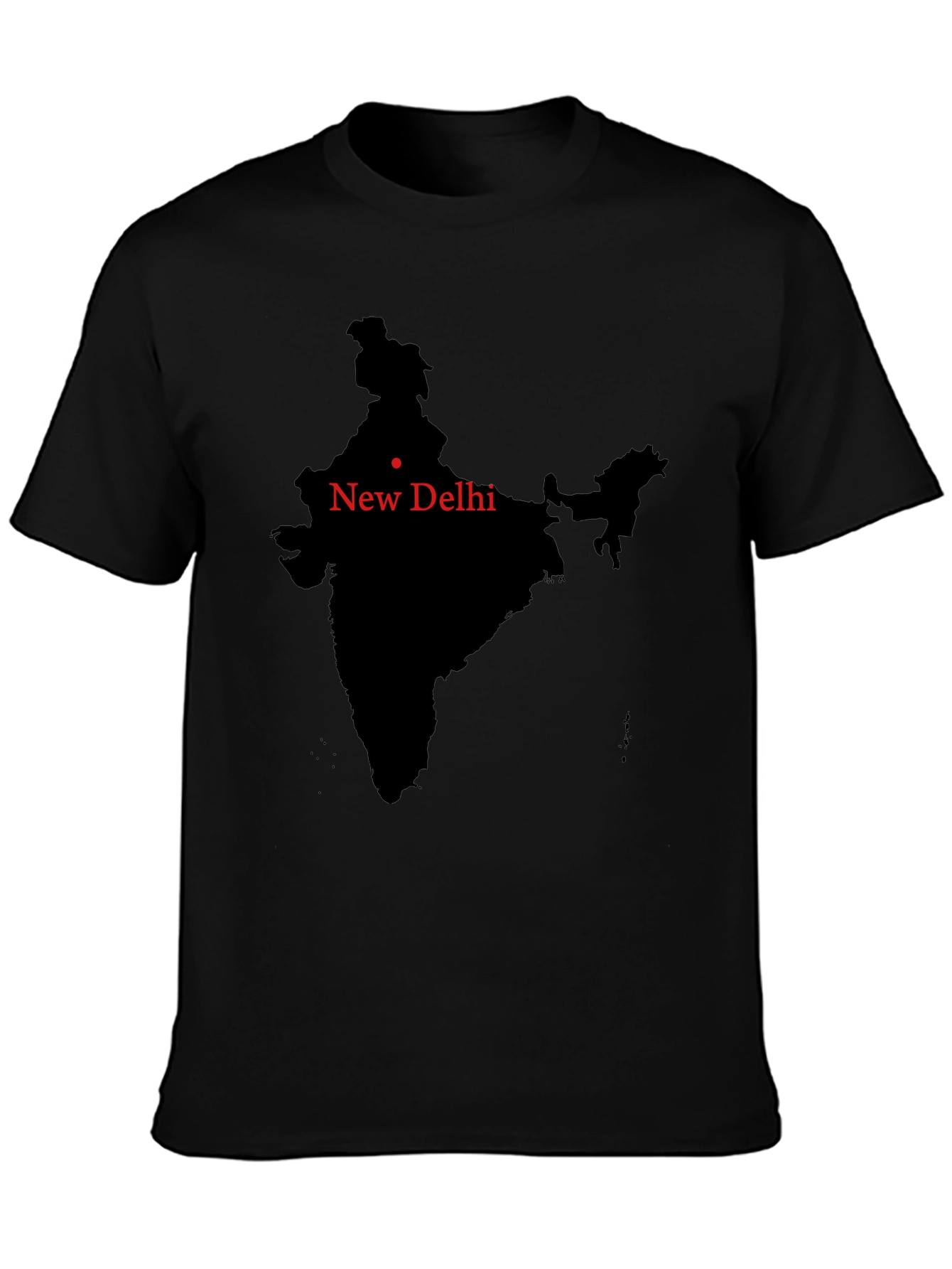 India Map New Delhi Mens Black T-Shirt
