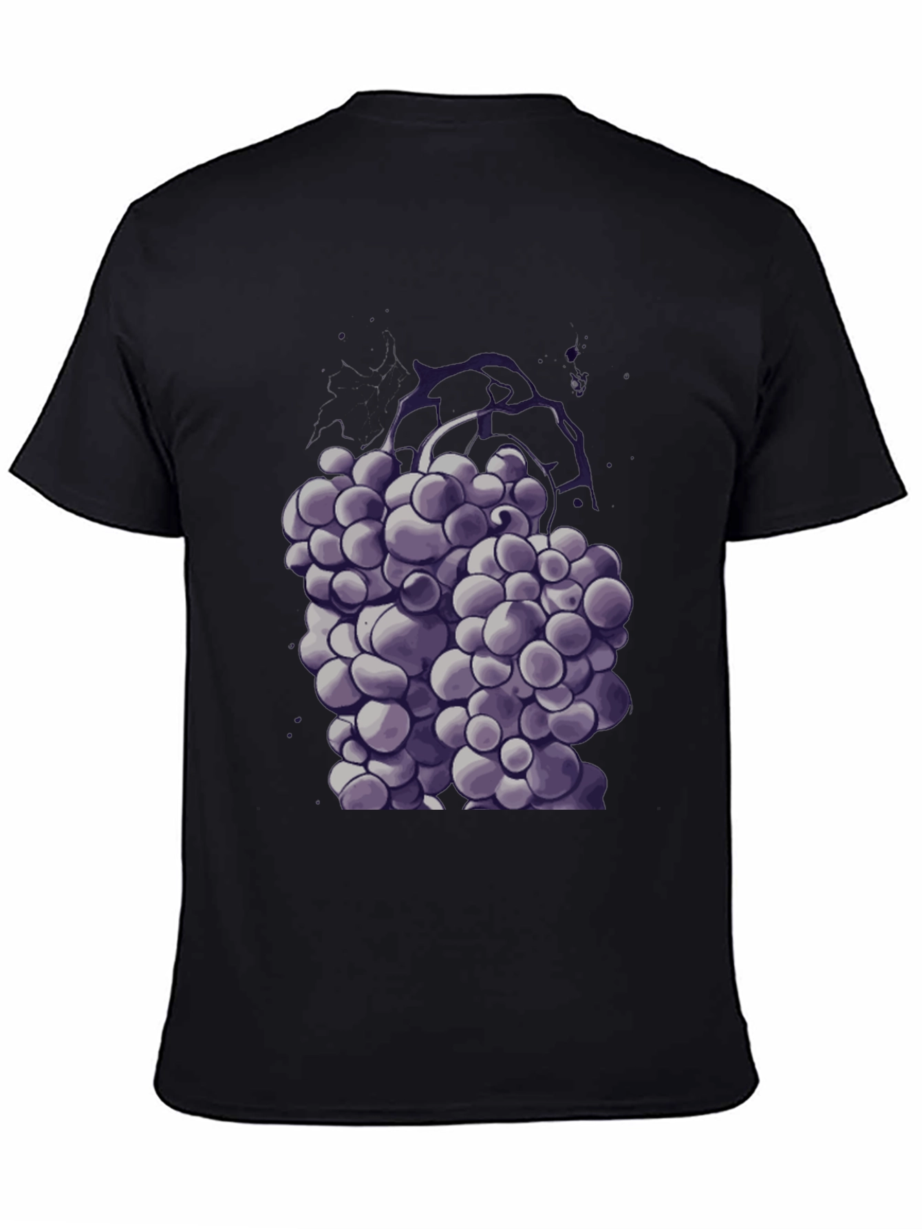Purple Grape Graphic Black T-Shirt