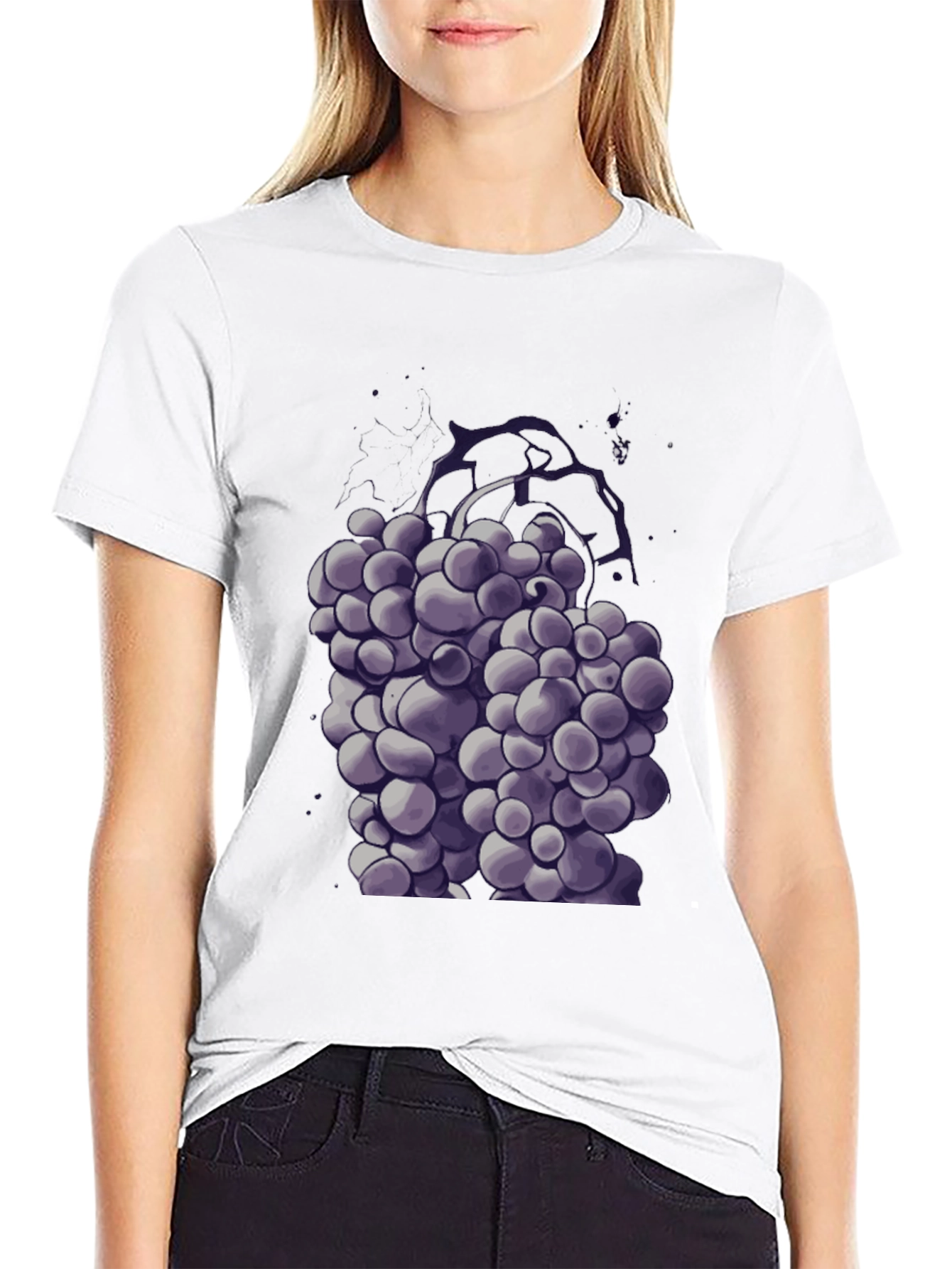 Purple Grape Graphic Black T-Shirt