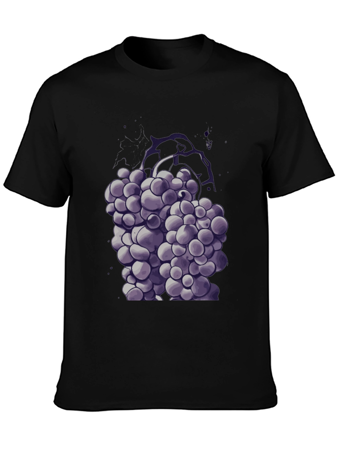 Purple Grape Graphic Black T-Shirt