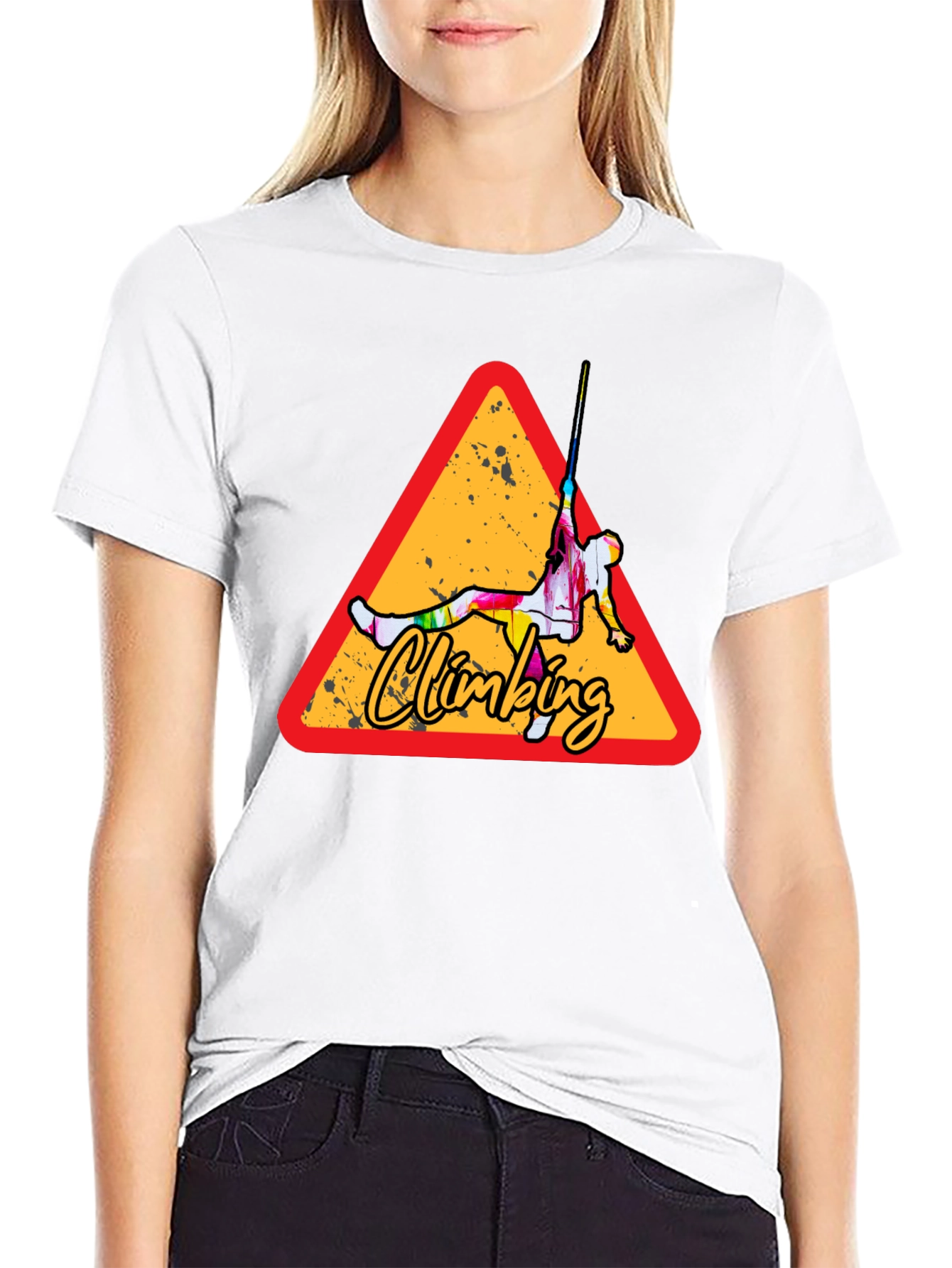 Climbing Adventure Tee - Black Cotton Crew Neck