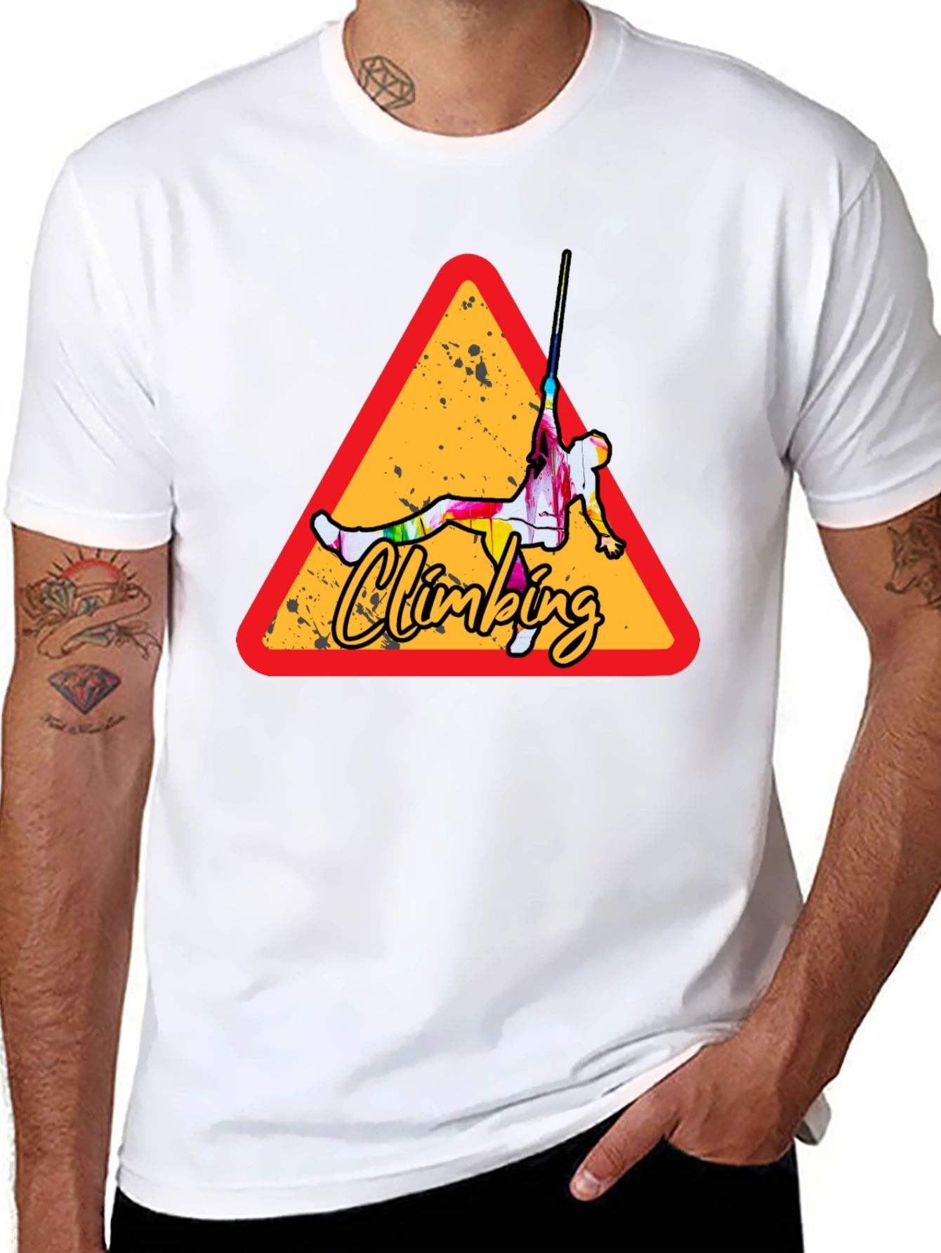Climbing Adventure Tee - Black Cotton Crew Neck