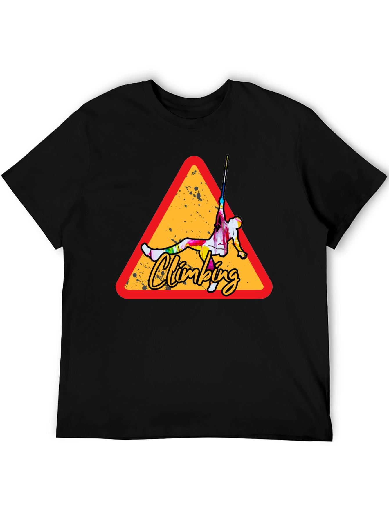 Climbing Adventure Tee - Black Cotton Crew Neck
