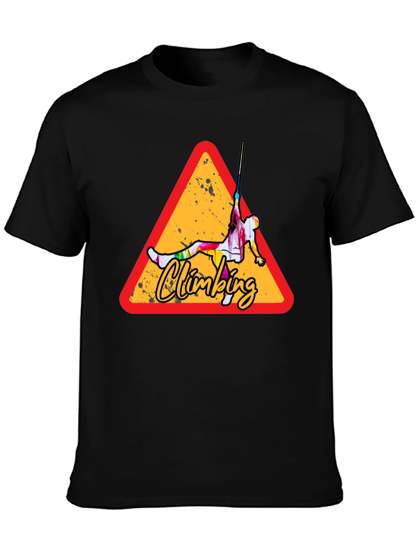 Climbing Adventure Tee - Black Cotton Crew Neck
