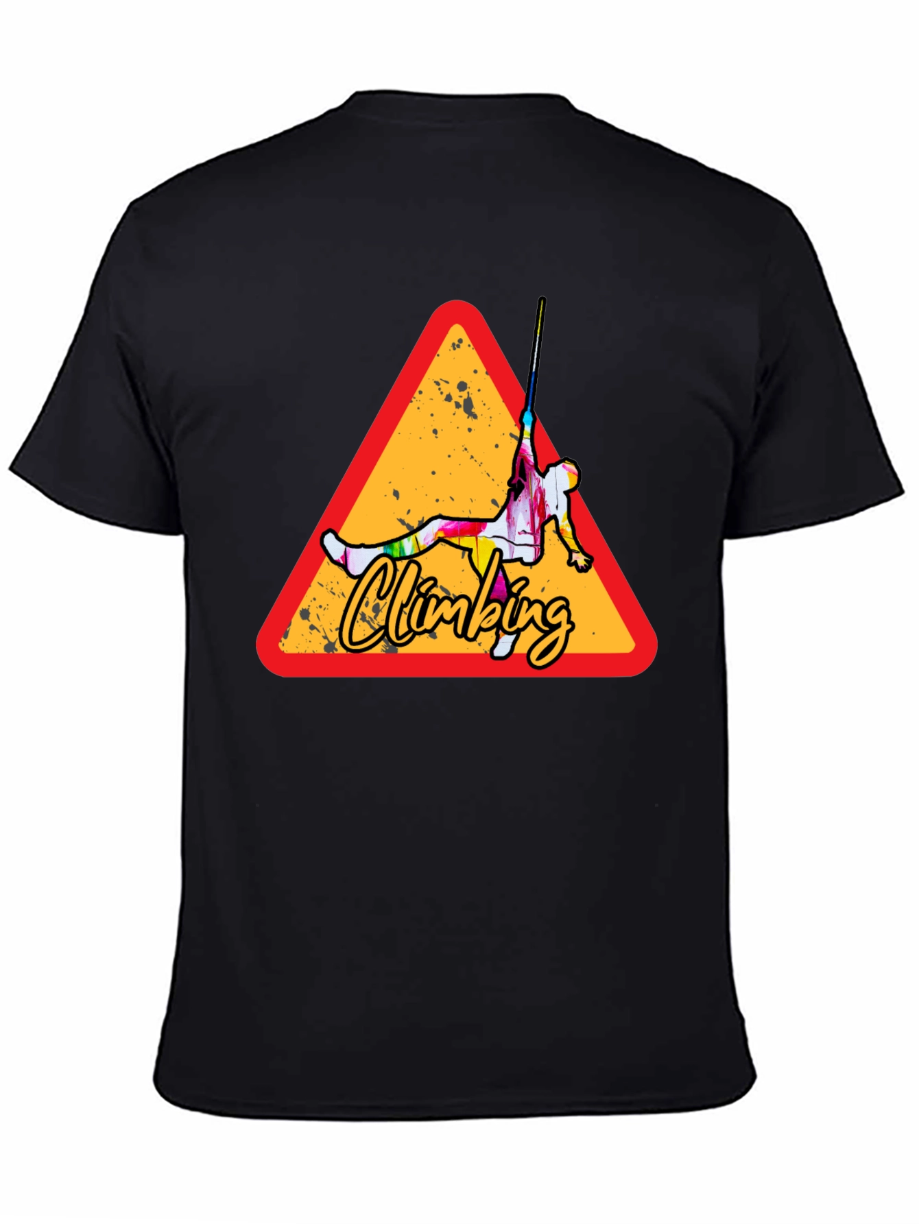 Climbing Adventure Tee - Black Cotton Crew Neck