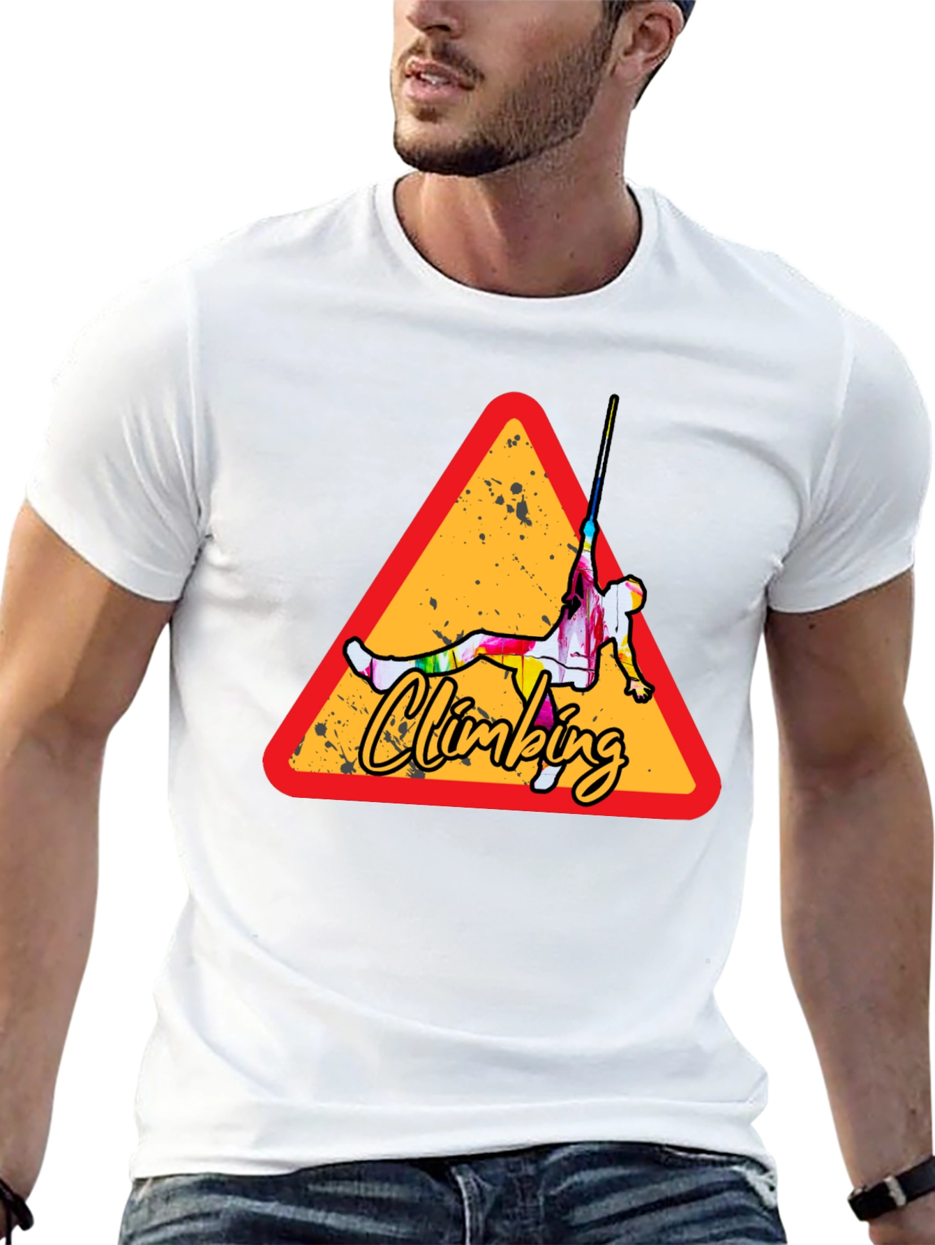 Climbing Adventure Tee - Black Cotton Crew Neck