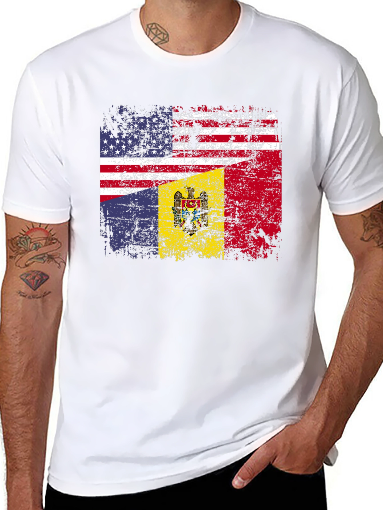 US Moldova Flag T-Shirt - Distressed Pride Tee