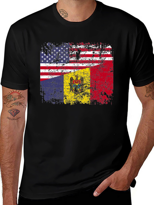 US Moldova Flag T-Shirt - Distressed Pride Tee