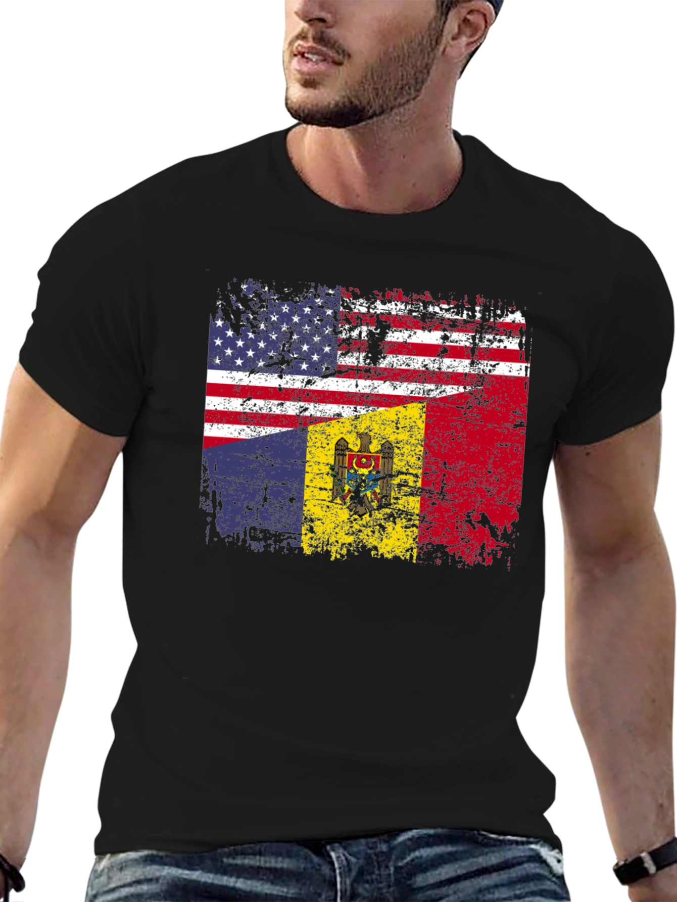 US Moldova Flag T-Shirt - Distressed Pride Tee