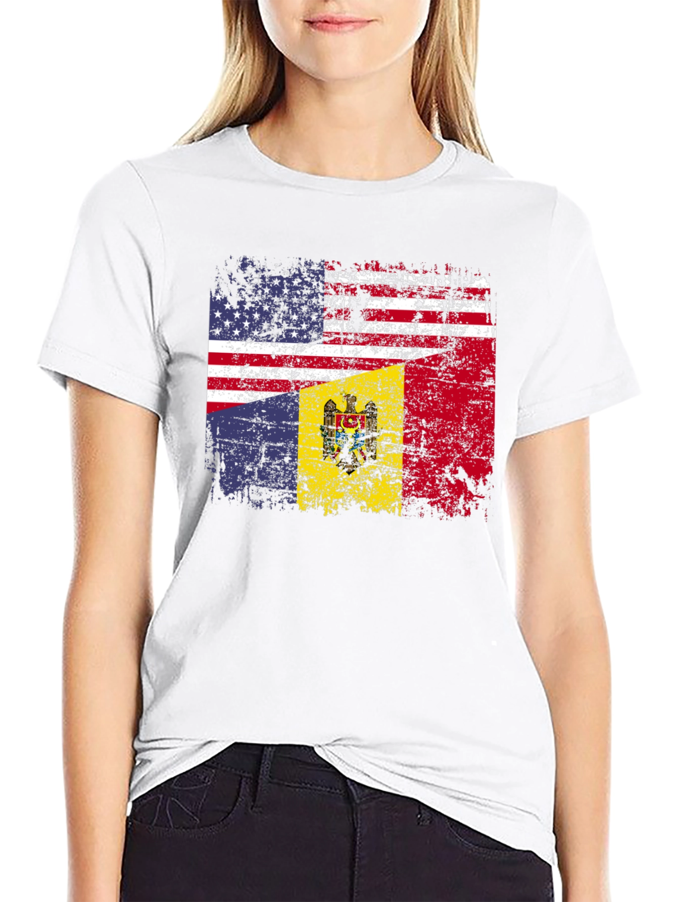 US Moldova Flag T-Shirt - Distressed Pride Tee