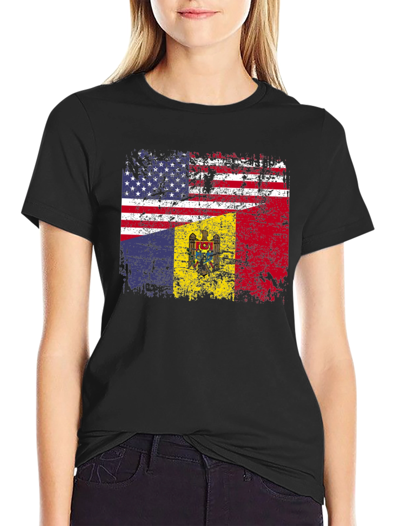 US Moldova Flag T-Shirt - Distressed Pride Tee