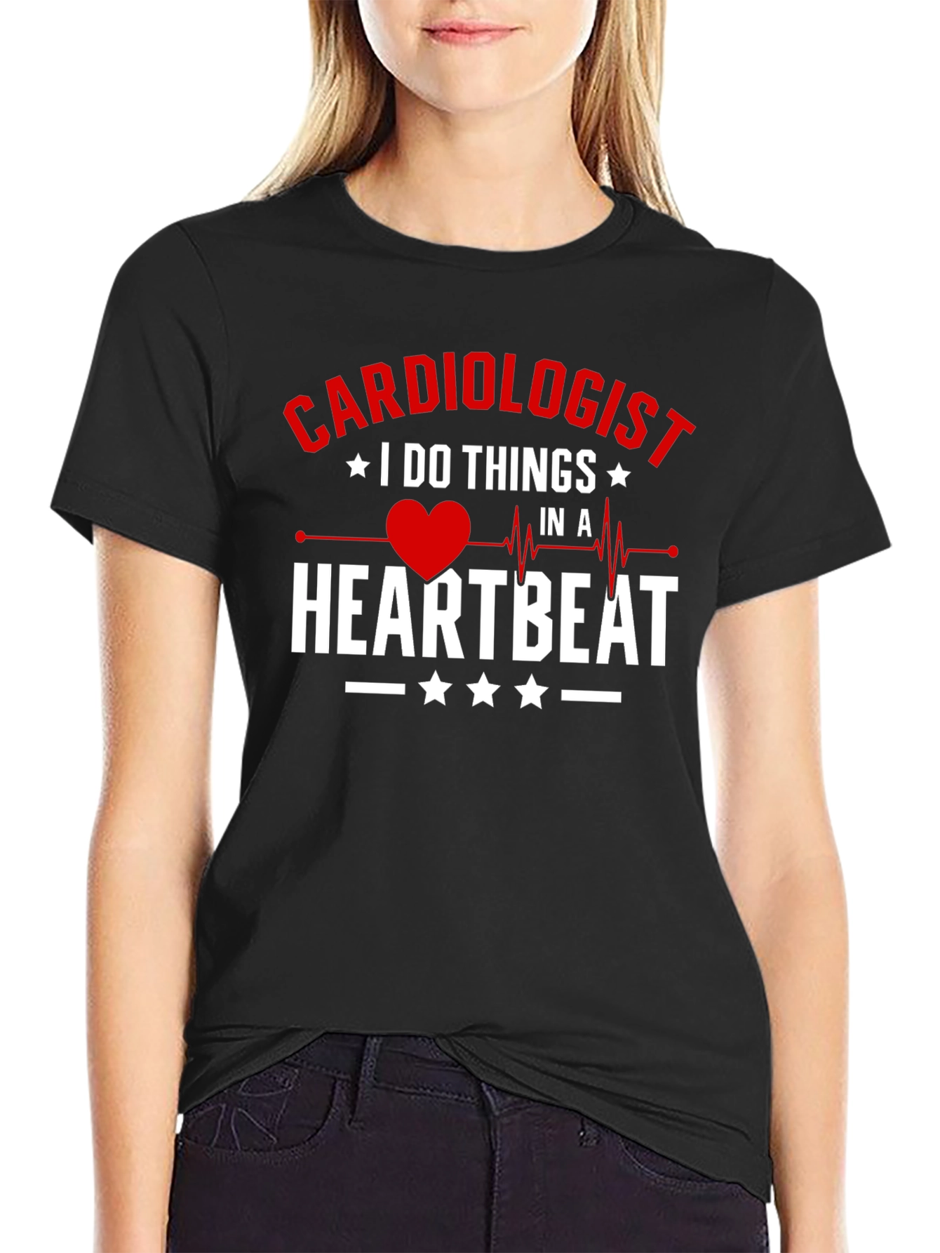 Cardiologist Heartbeat Graphic Tee - Black