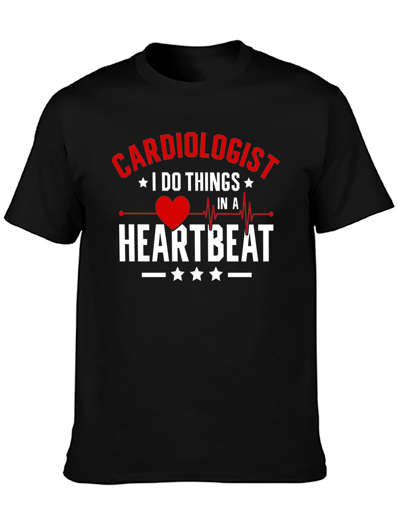 Cardiologist Heartbeat Graphic Tee - Black