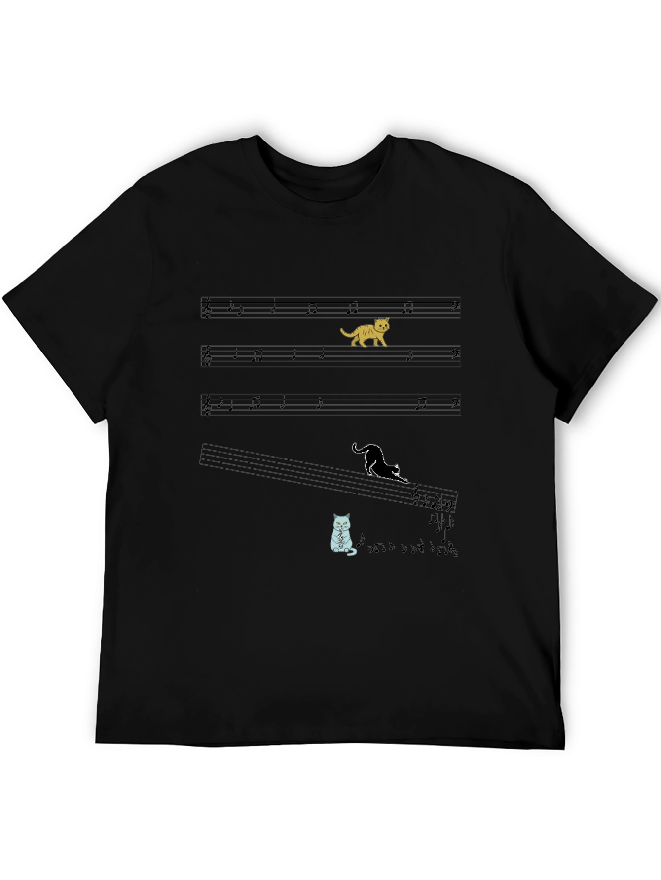 Cat Music Note Graphic T-Shirt