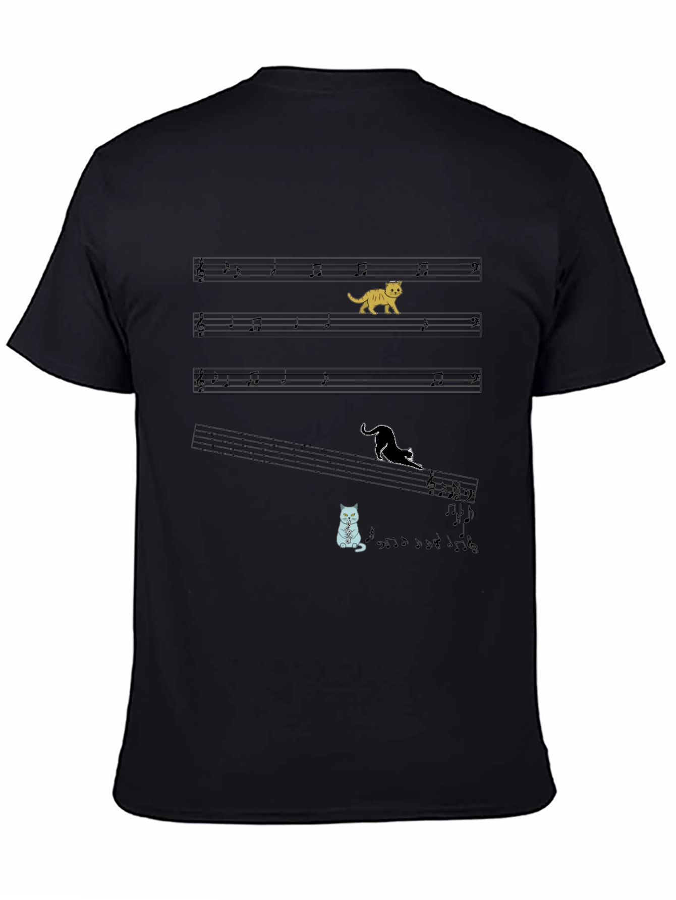 Cat Music Note Graphic T-Shirt