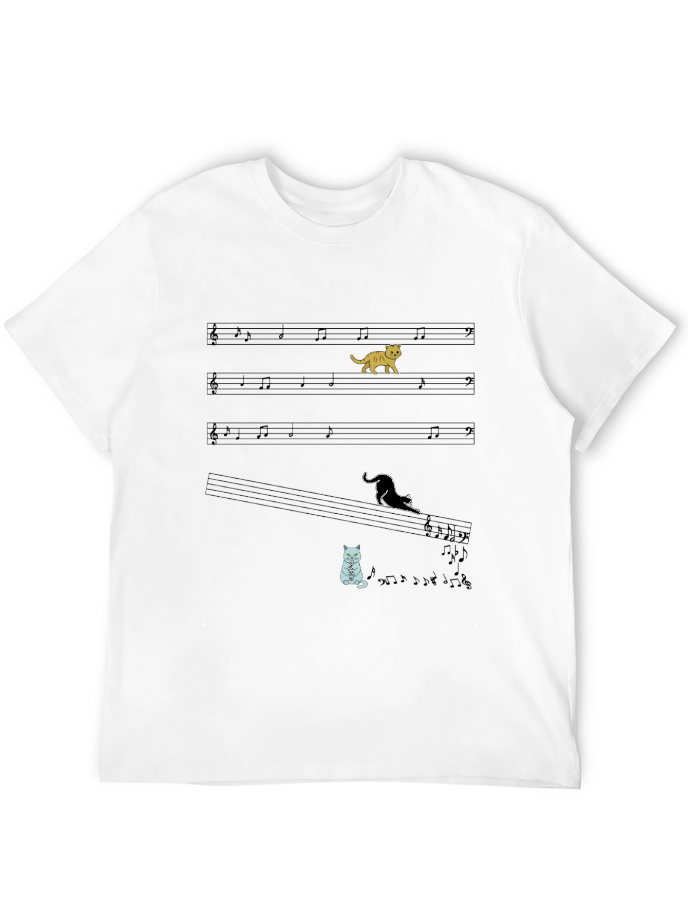 Cat Music Note Graphic T-Shirt