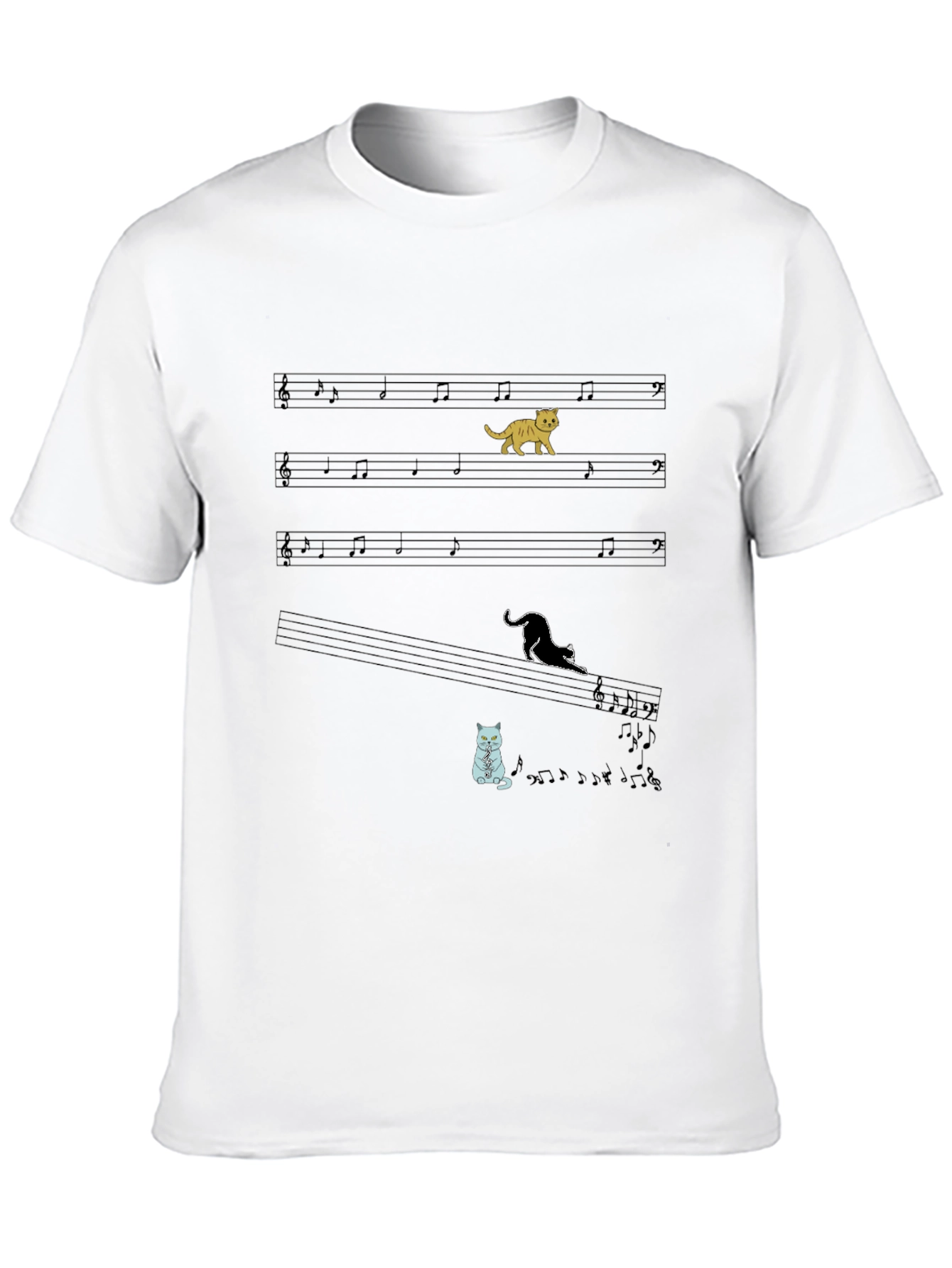 Cat Music Note Graphic T-Shirt