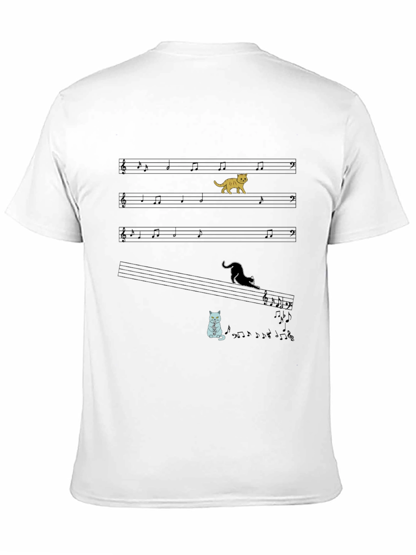 Cat Music Note Graphic T-Shirt