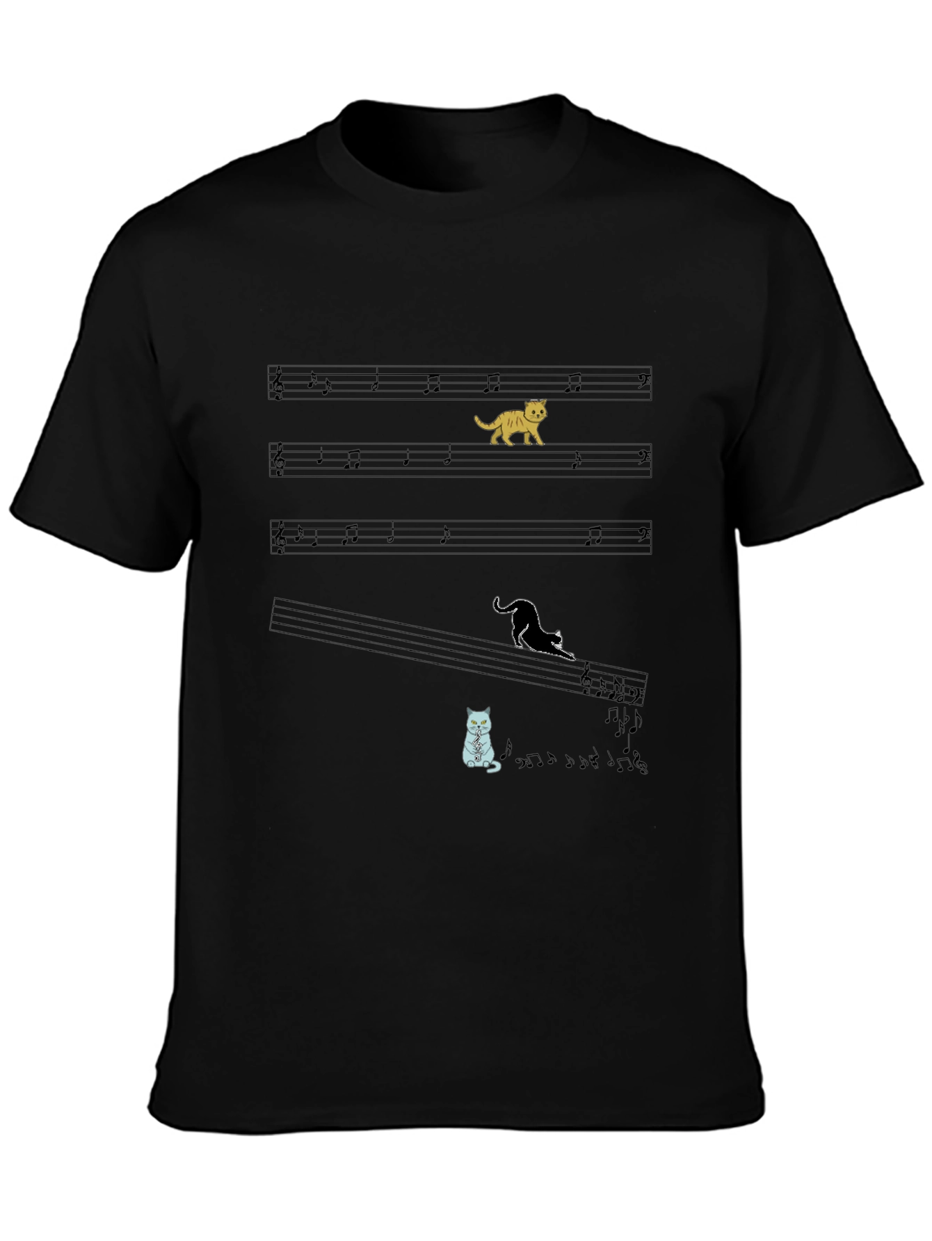 Cat Music Note Graphic T-Shirt