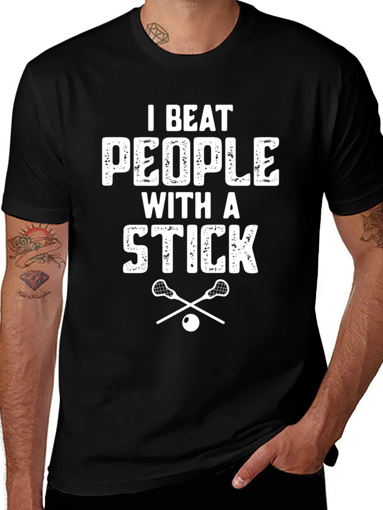 I Beat People With A Stick Lacrosse T-Shirt