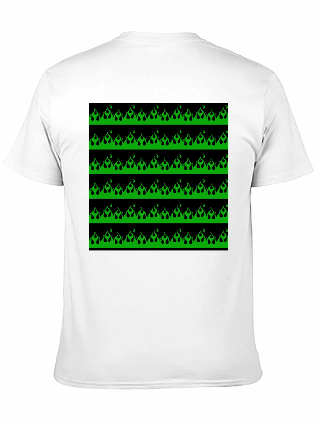 Green Flame Graphic Black T-Shirt