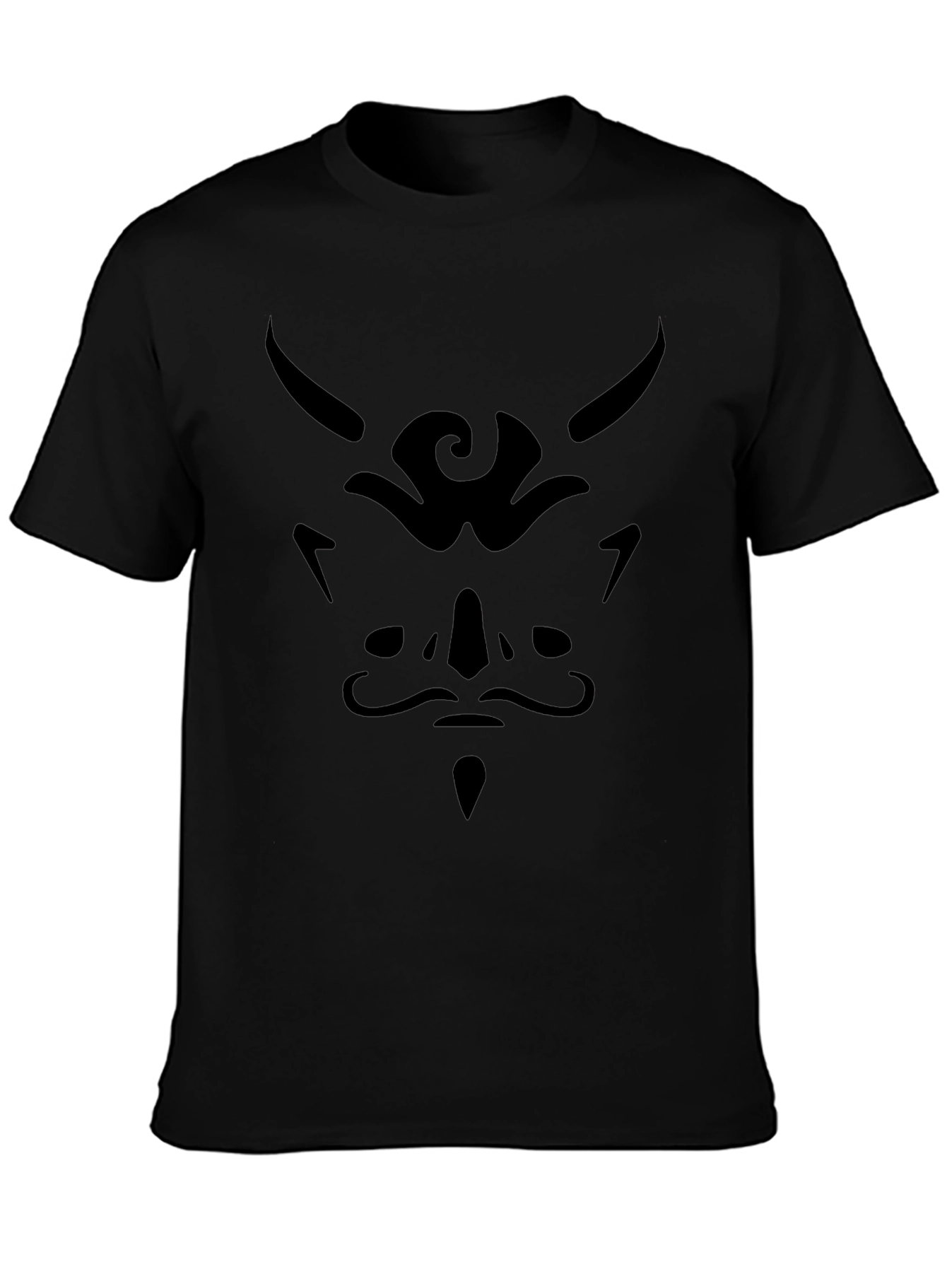 Black T-Shirt with Abstract Face Design