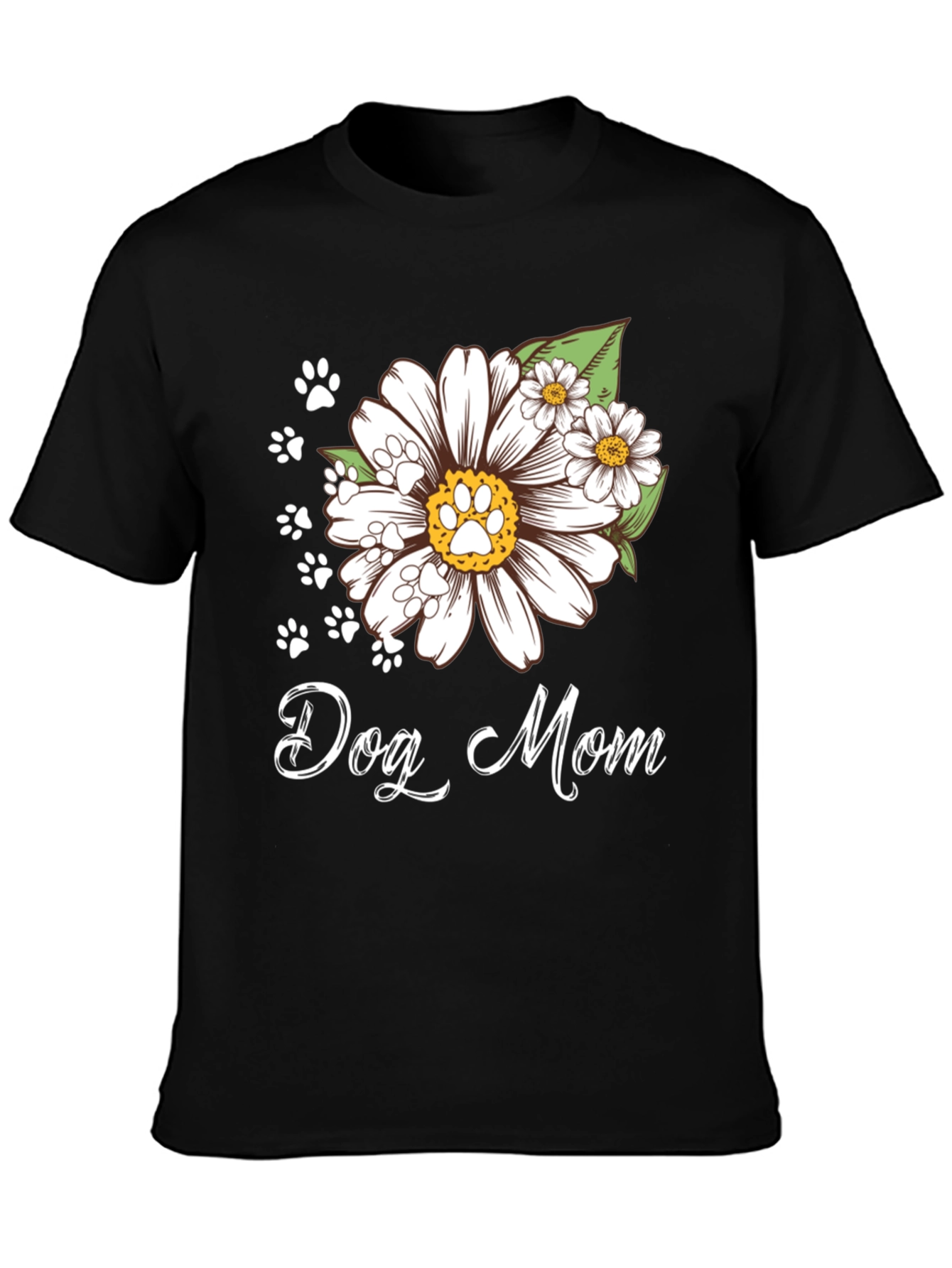 Dog Mom Flower Paw Print T-Shirt
