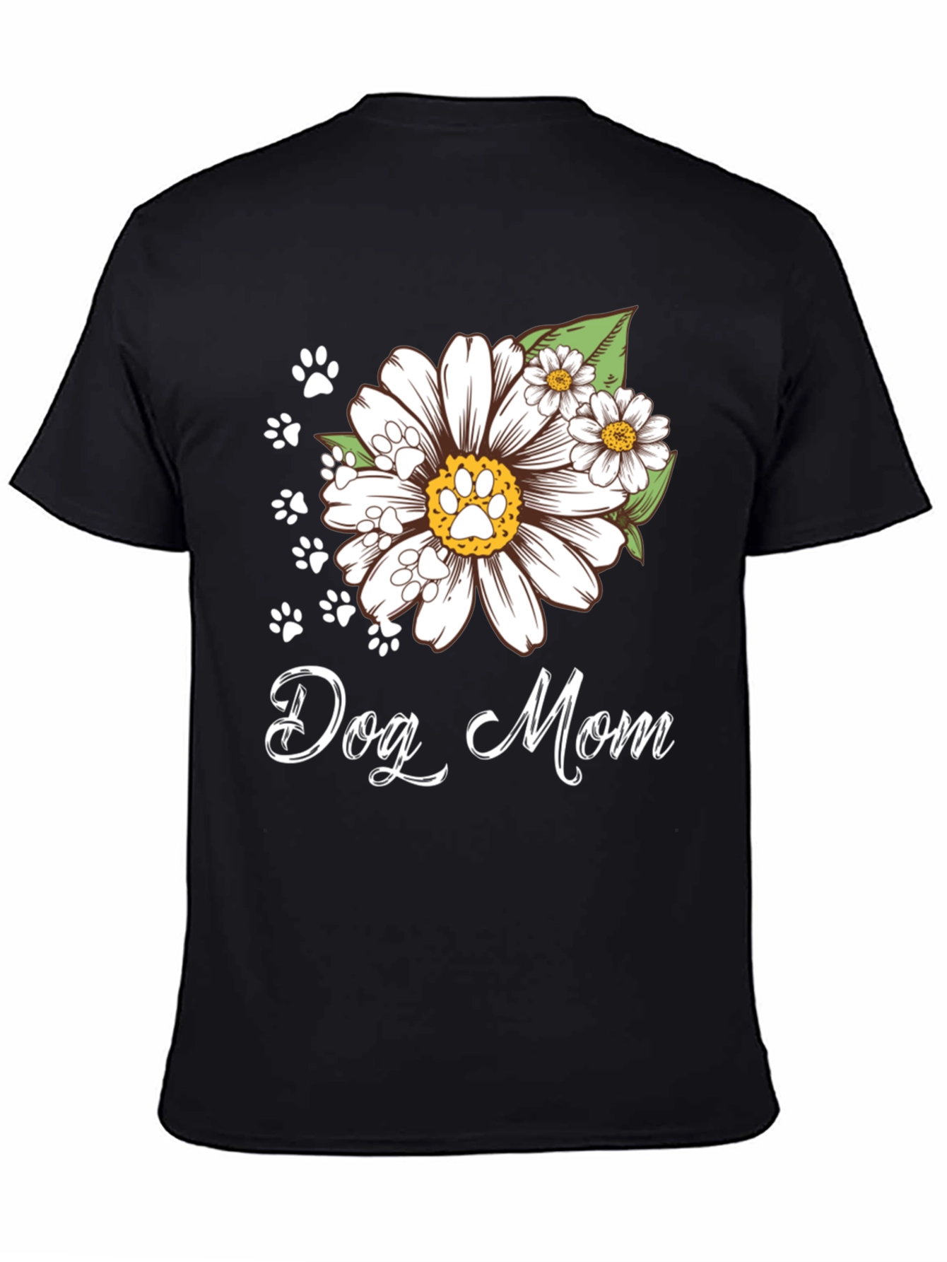 Dog Mom Flower Paw Print T-Shirt