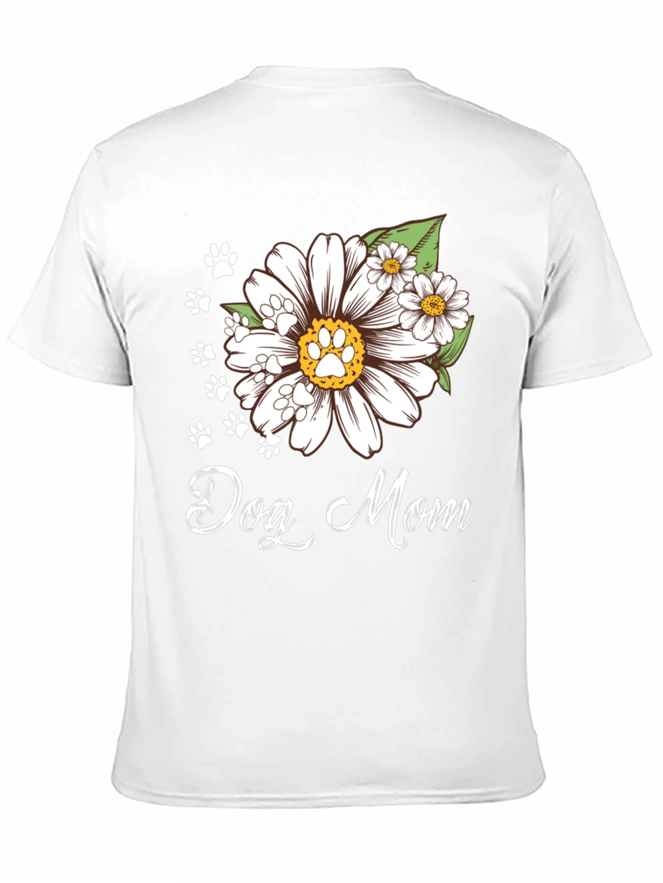 Dog Mom Flower Paw Print T-Shirt