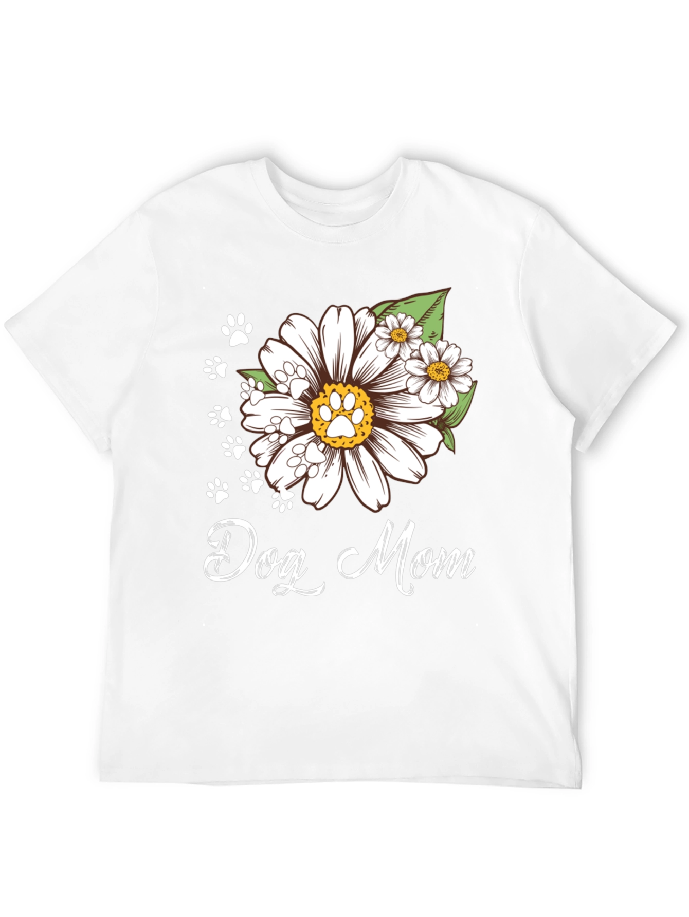 Dog Mom Flower Paw Print T-Shirt