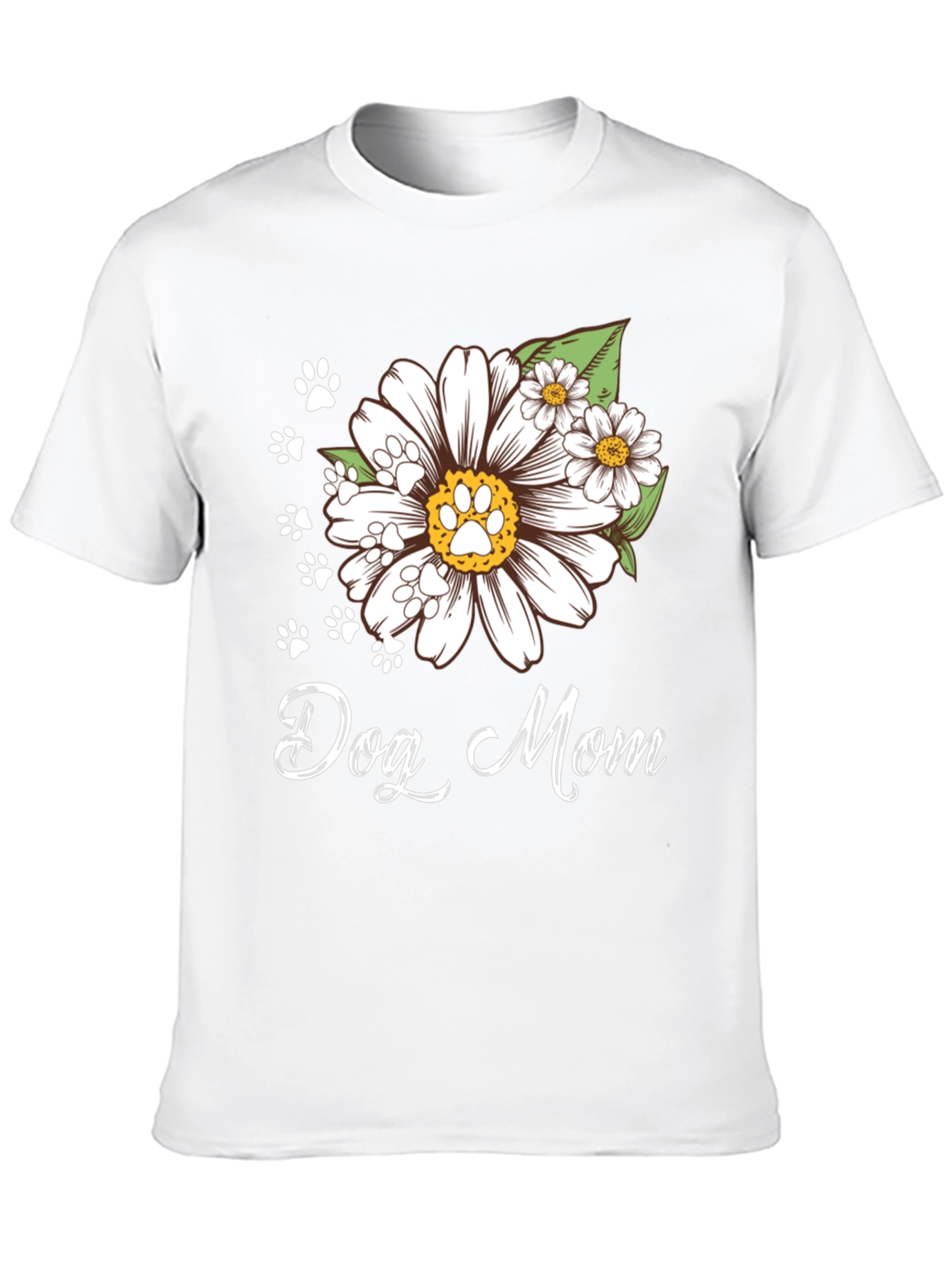 Dog Mom Flower Paw Print T-Shirt