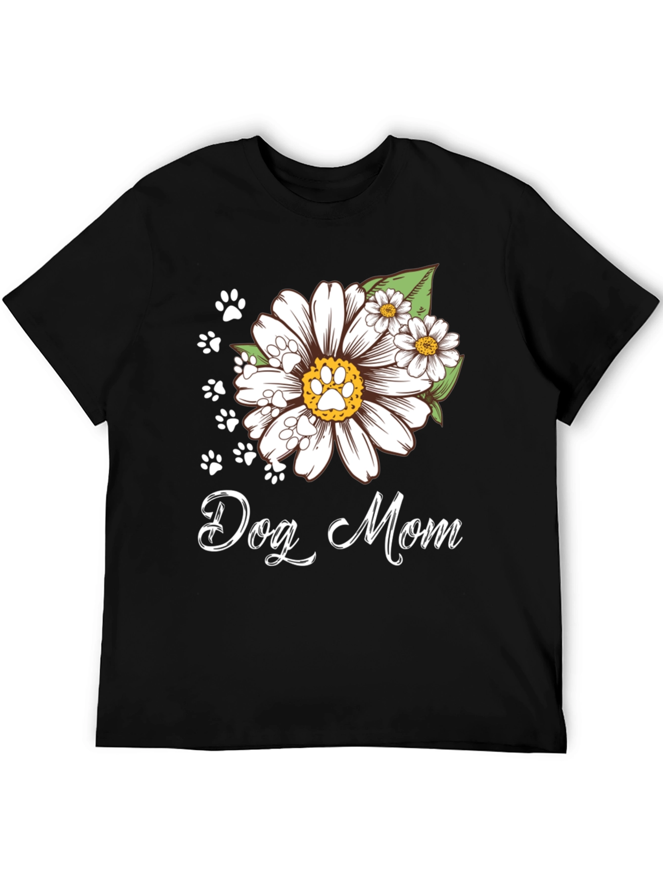 Dog Mom Flower Paw Print T-Shirt