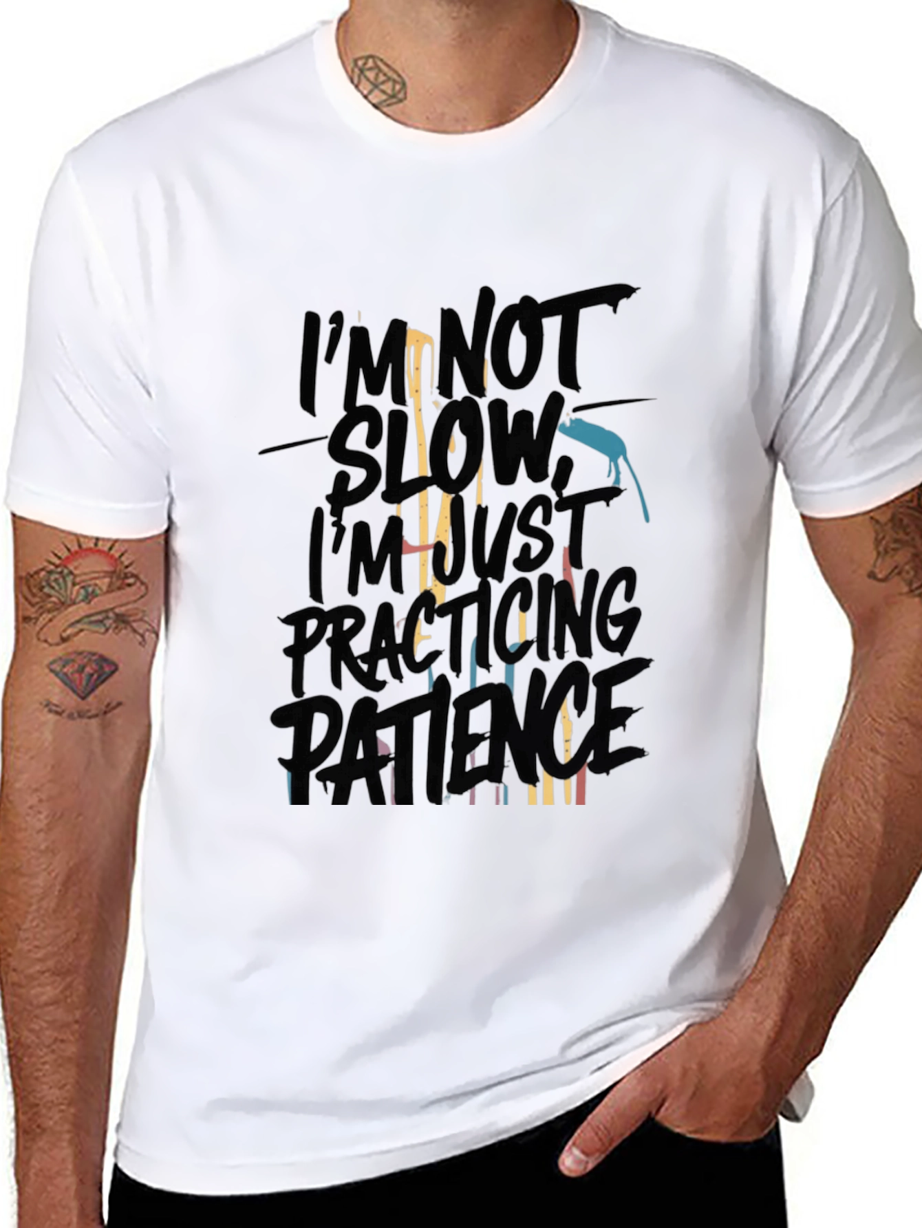 Practicing Patience Mens Black Graphic Tee