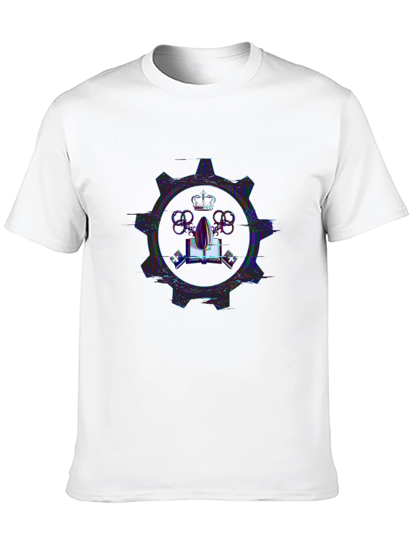 Steampunk Style Crown & Gear Graphic T-Shirt