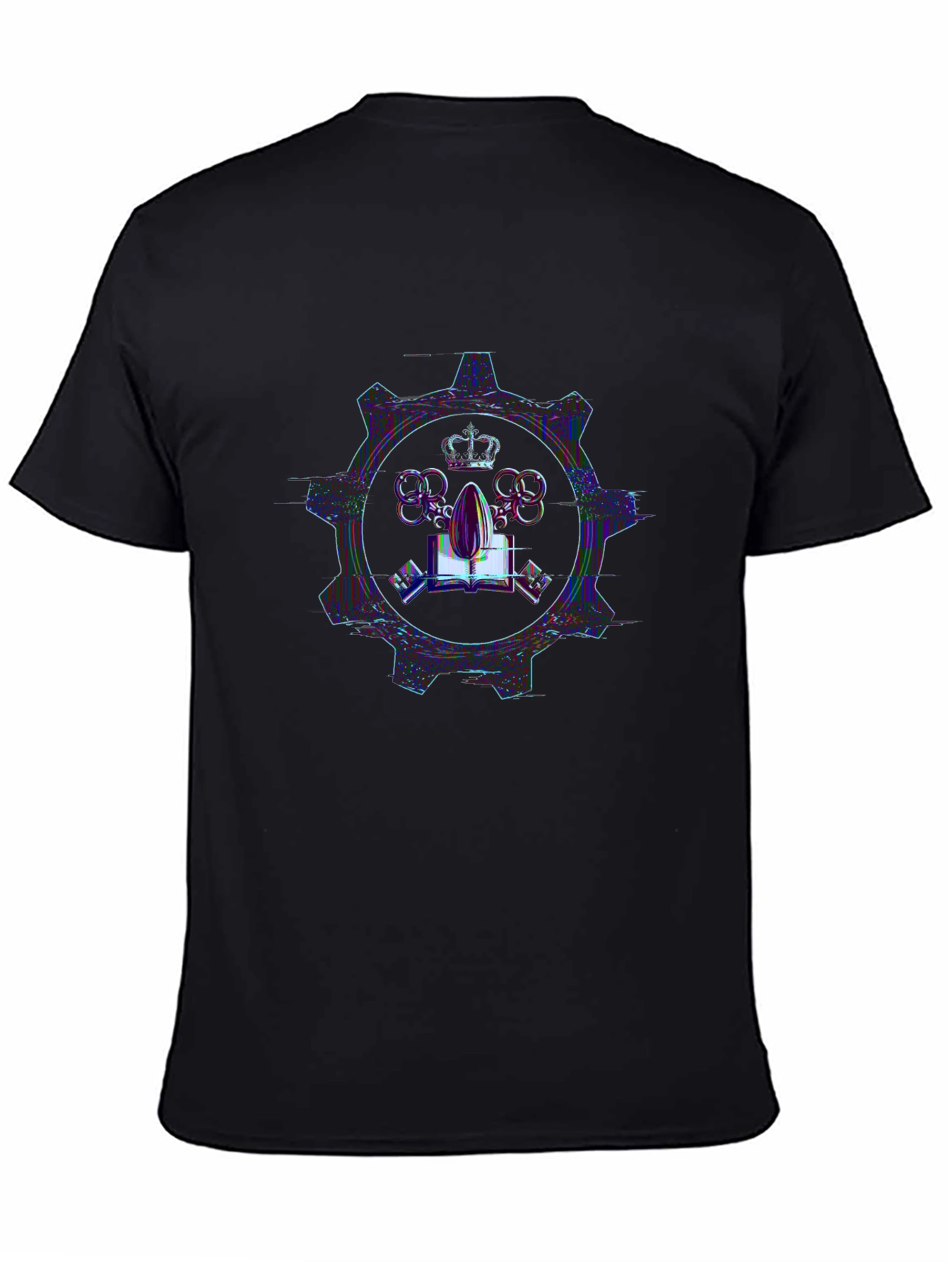Steampunk Style Crown & Gear Graphic T-Shirt