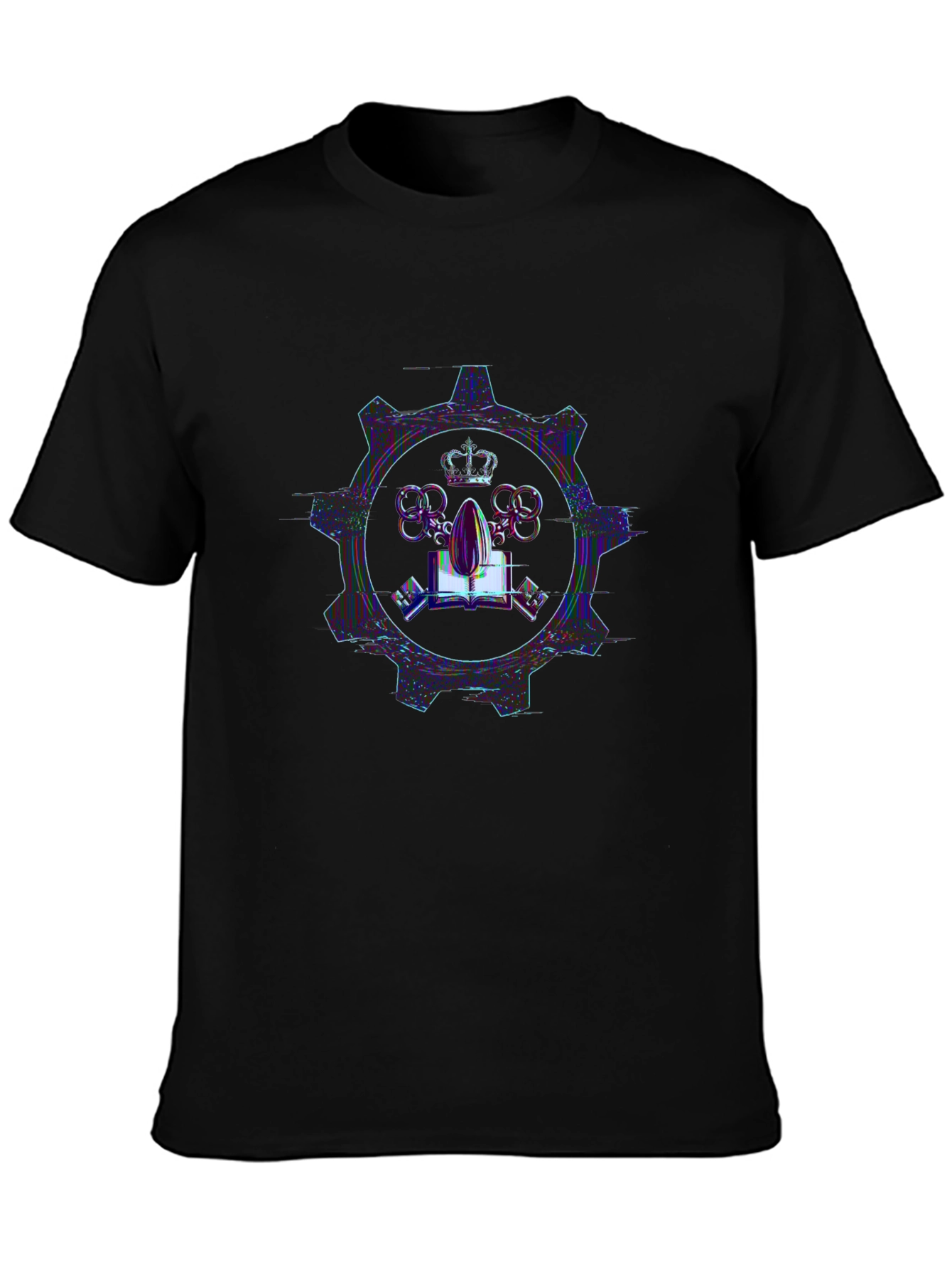 Steampunk Style Crown & Gear Graphic T-Shirt
