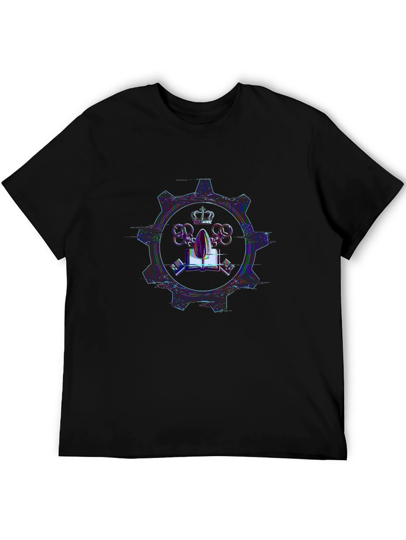 Steampunk Style Crown & Gear Graphic T-Shirt