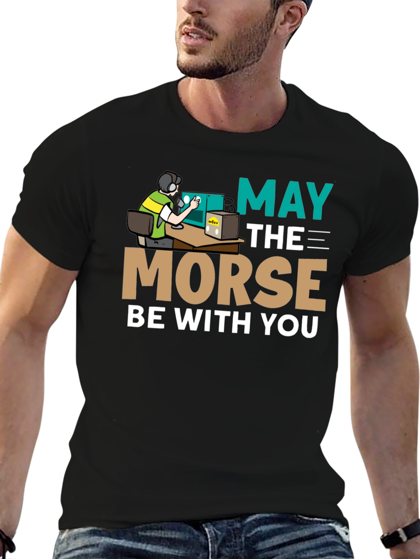 May The Morse Be With You Black T-Shirt