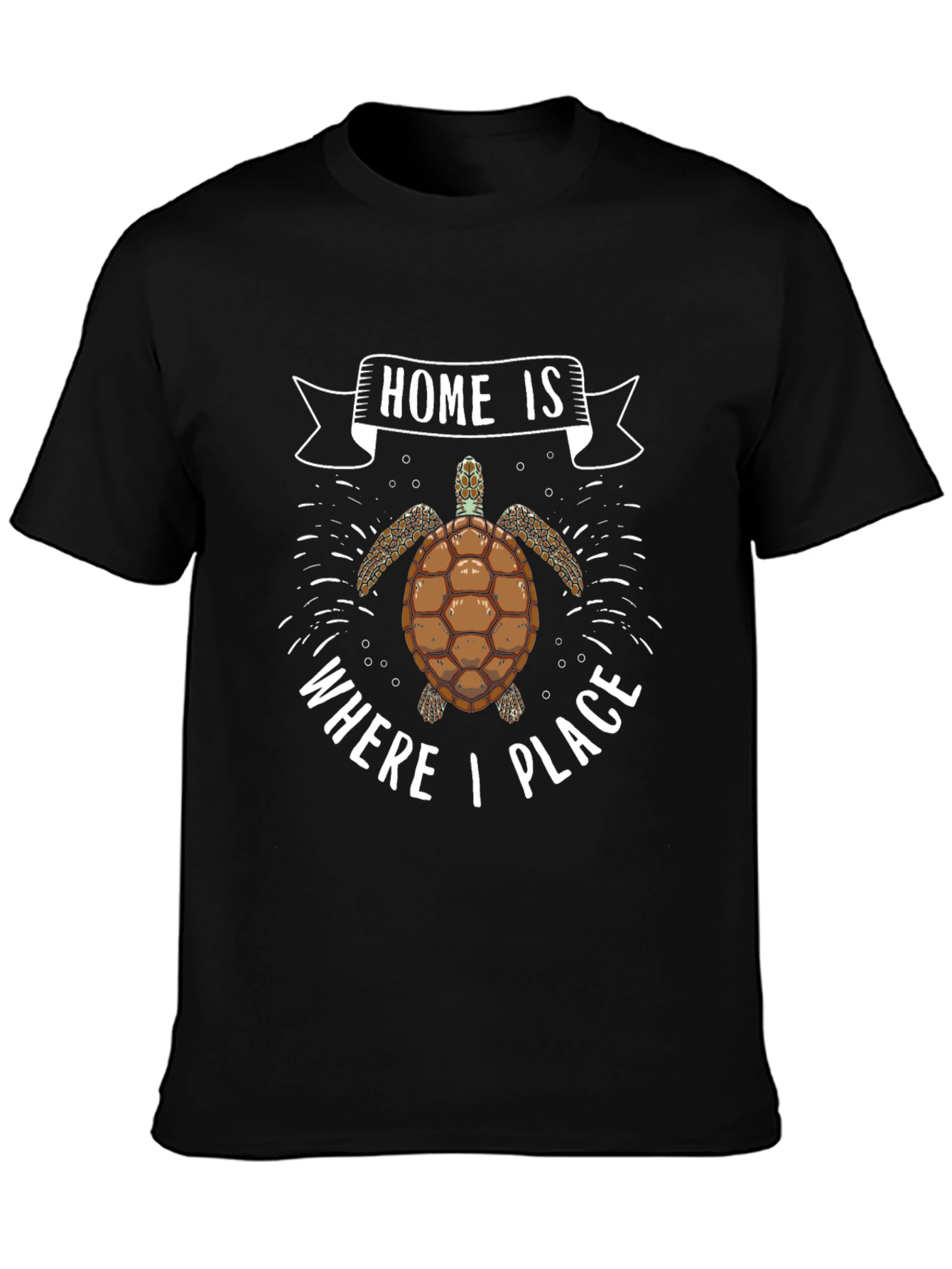 Turtle Home is Where I Place Black T-Shirt