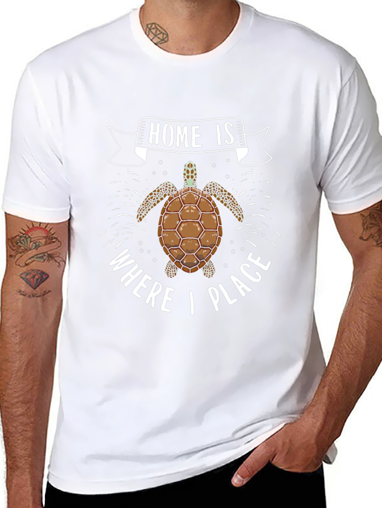 Turtle Home is Where I Place Black T-Shirt