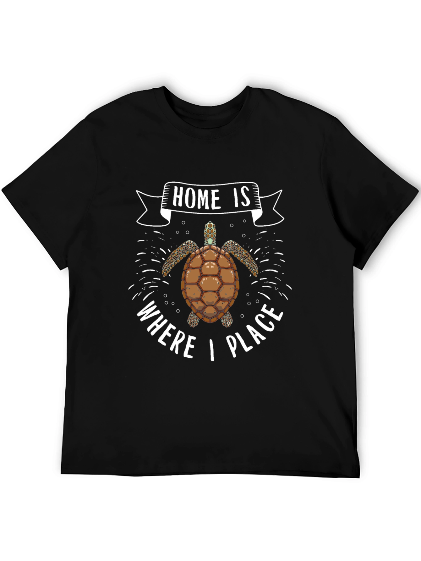 Turtle Home is Where I Place Black T-Shirt