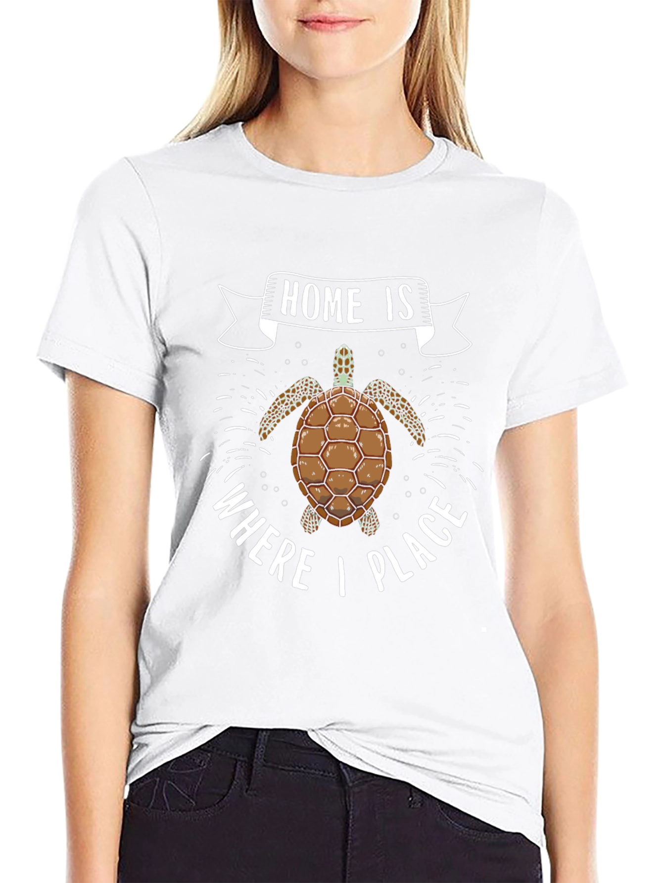 Turtle Home is Where I Place Black T-Shirt