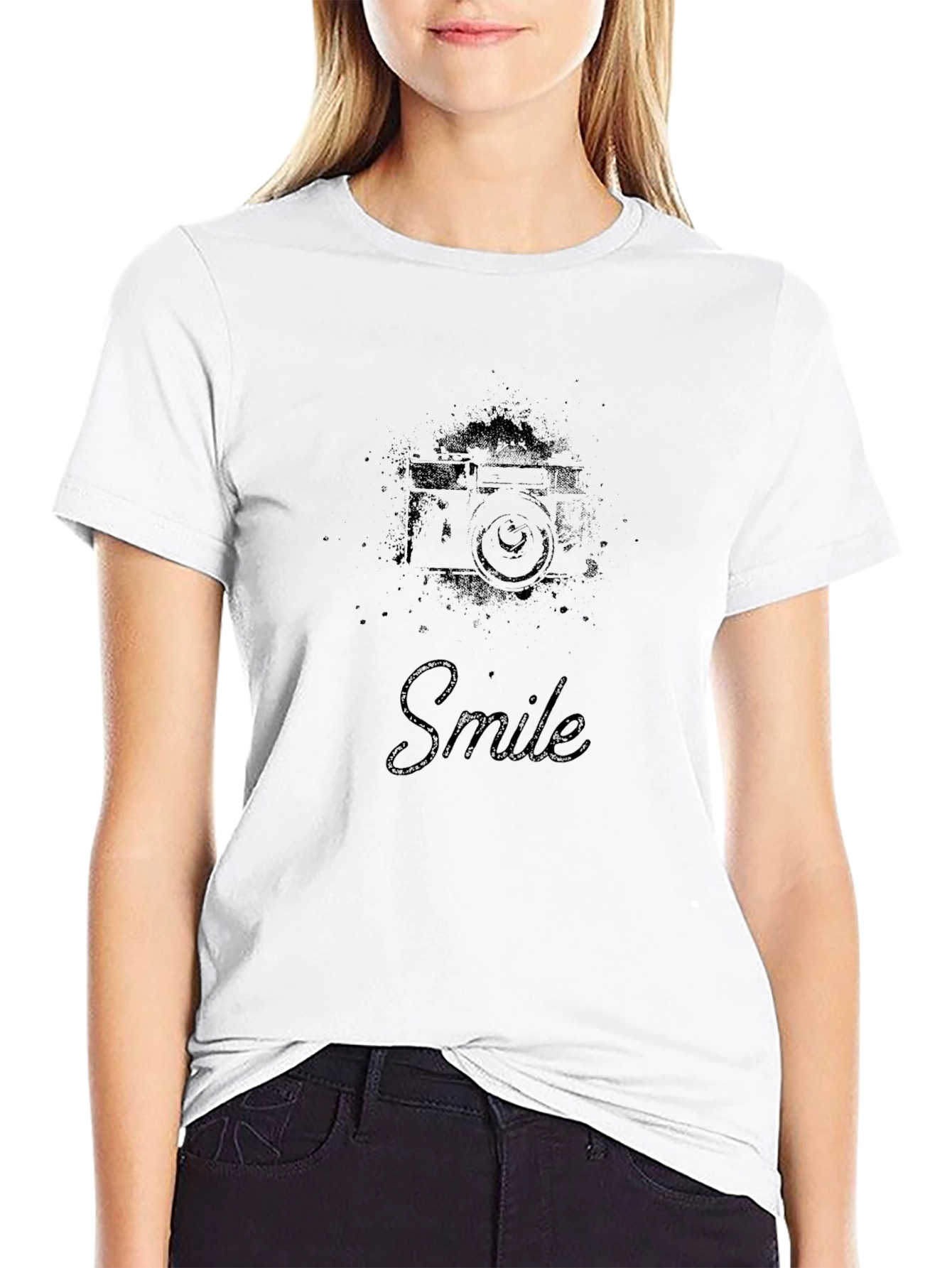 Smile Camera Black T-Shirt