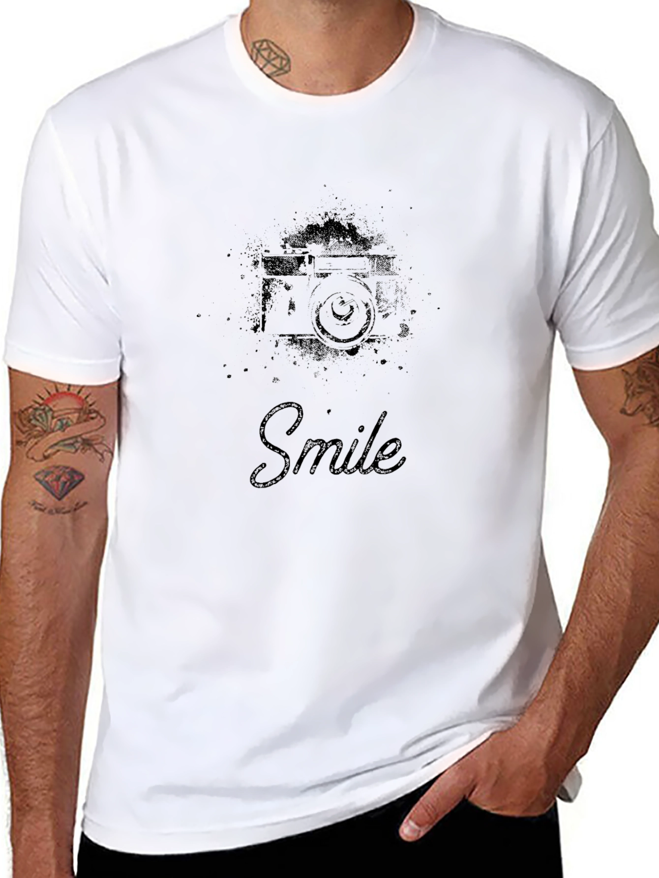 Smile Camera Black T-Shirt