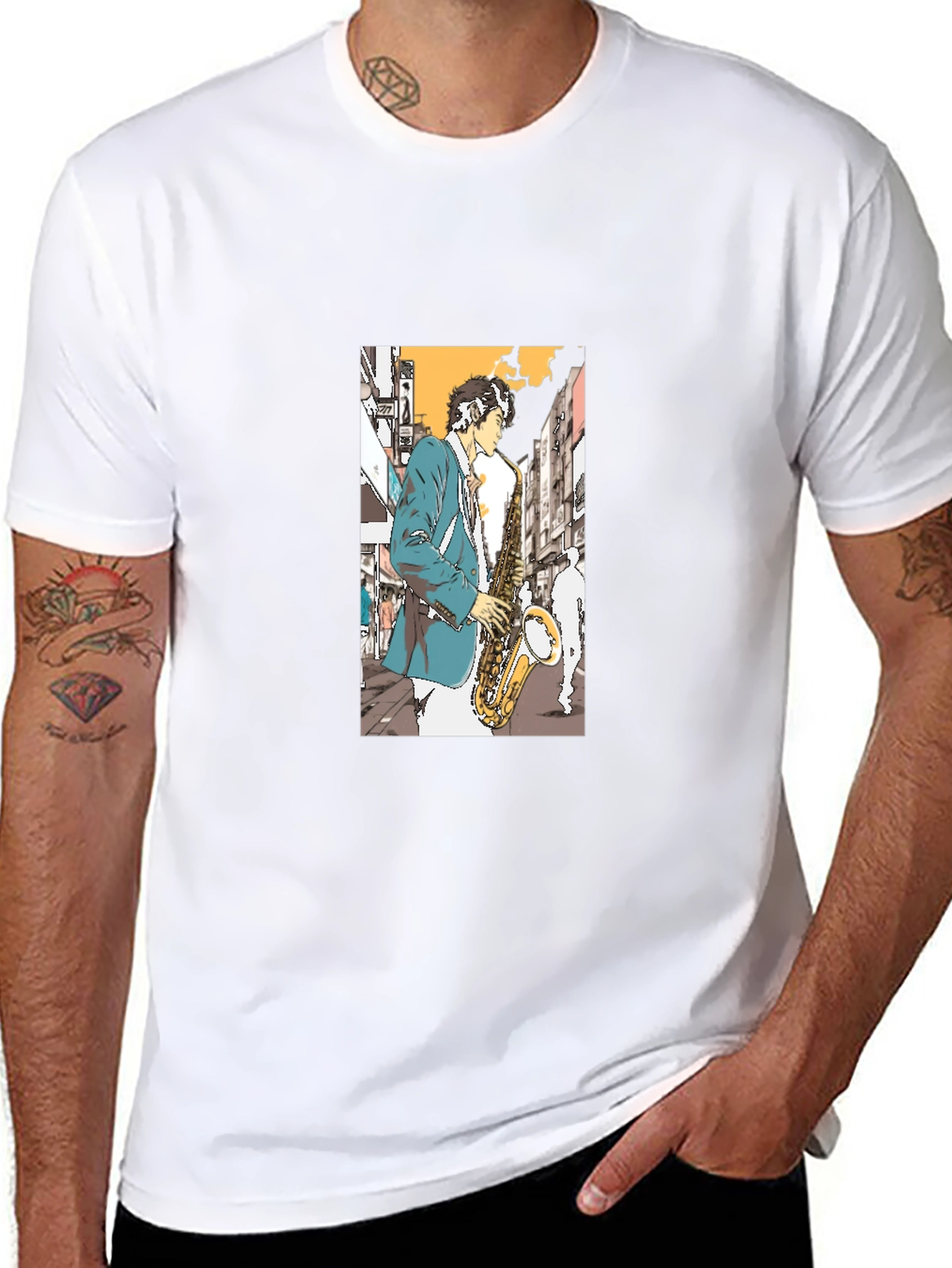 Jazz Saxophone Player Graphic Tee