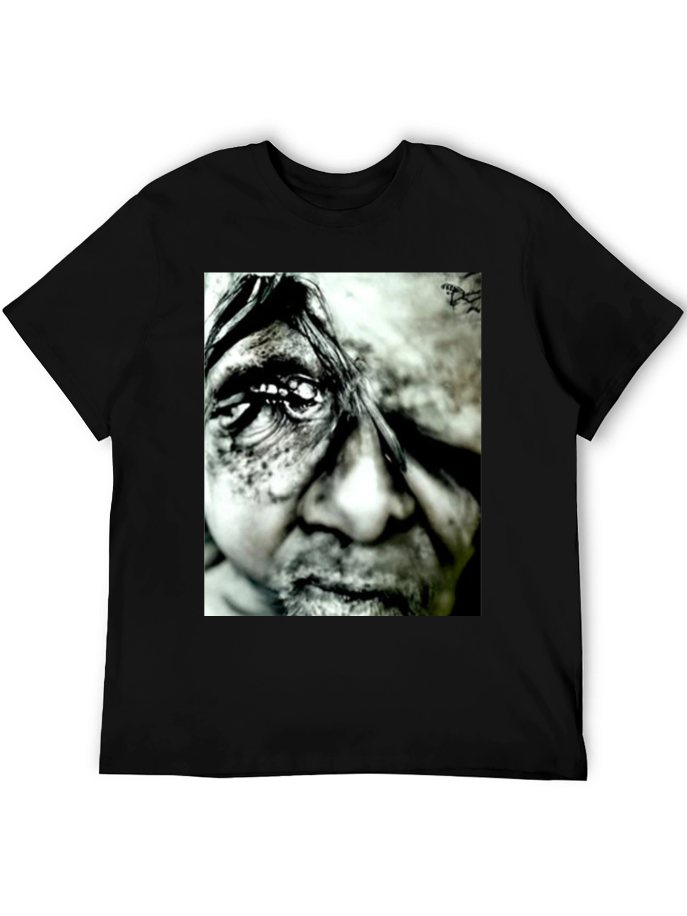 Monochrome Portrait Graphic Tee - Black