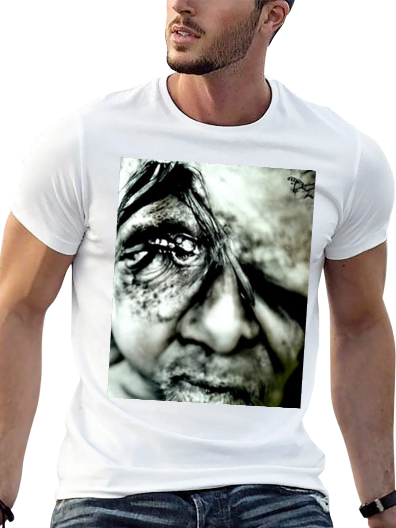 Monochrome Portrait Graphic Tee - Black