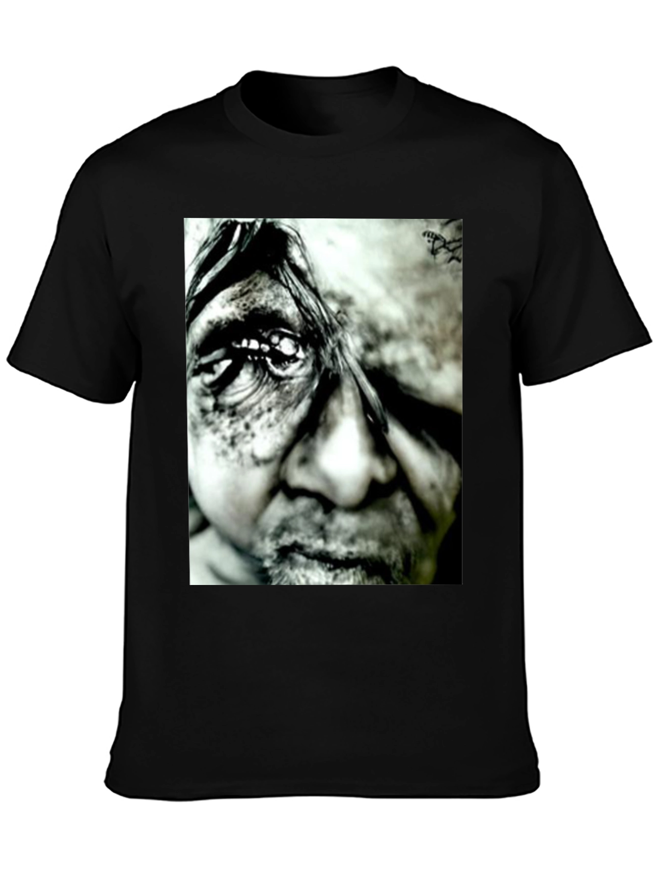 Monochrome Portrait Graphic Tee - Black